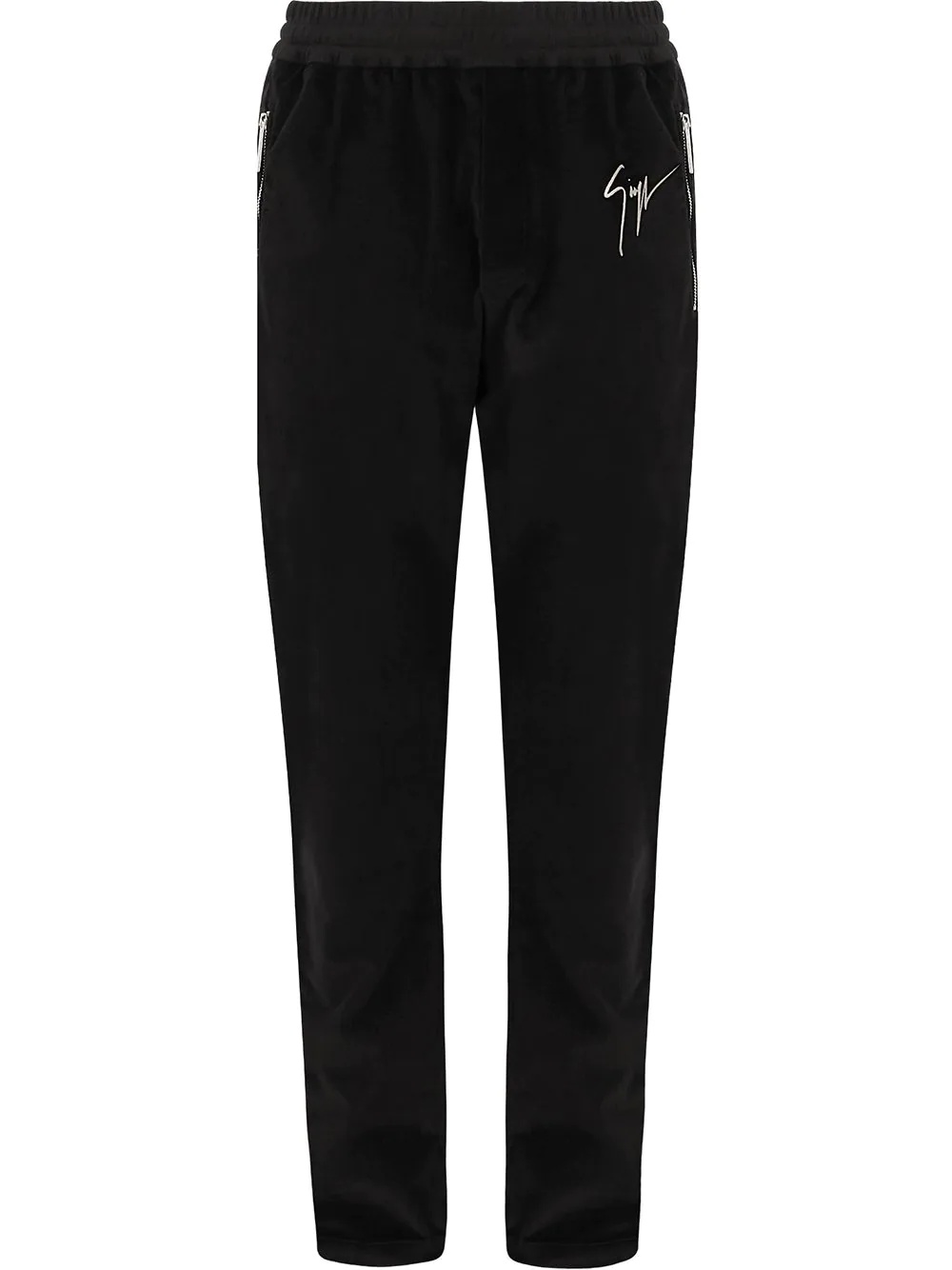 satin-trim velvet trousers - 1