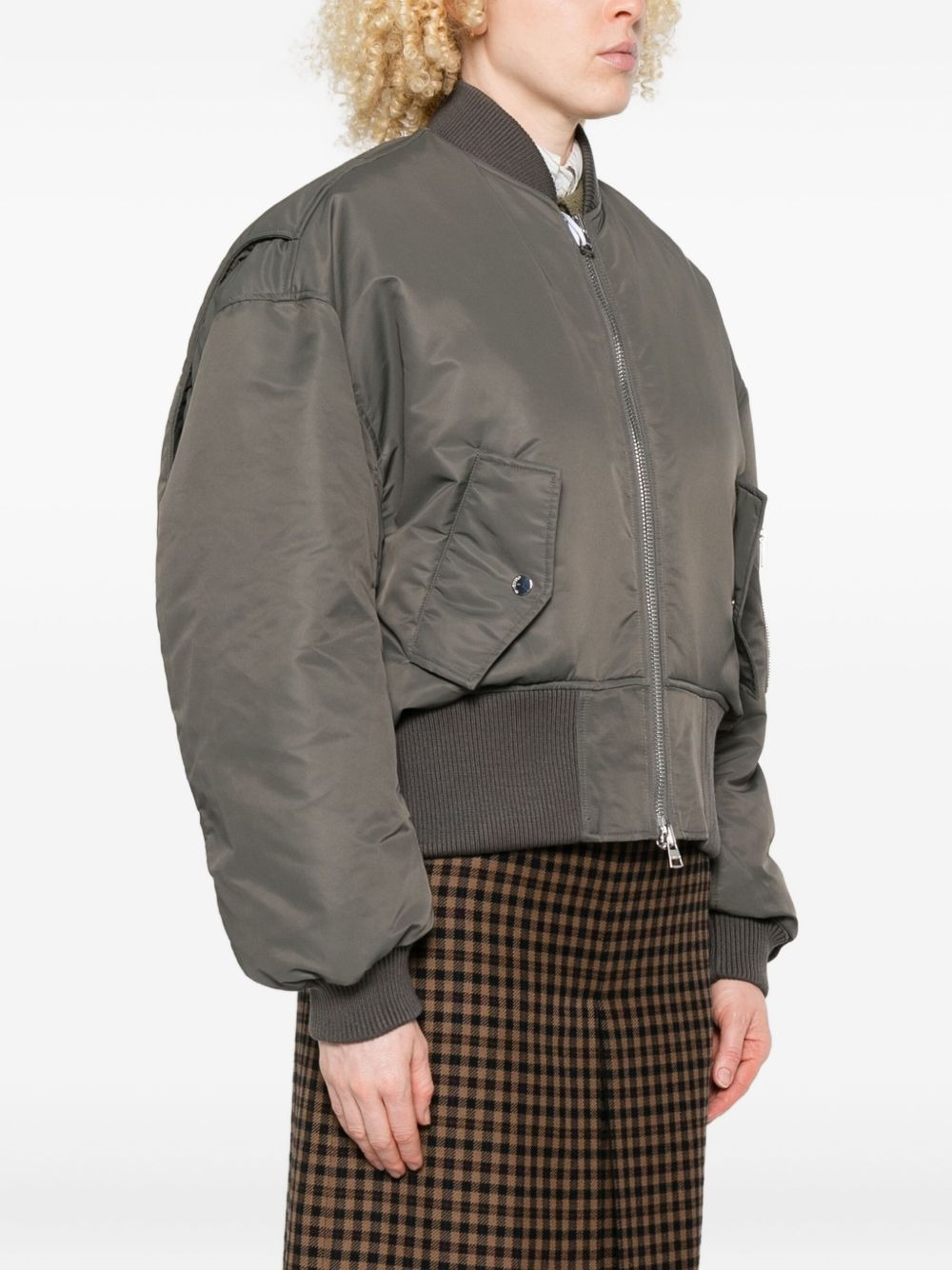 zip-front pocket bomber jacket - 3