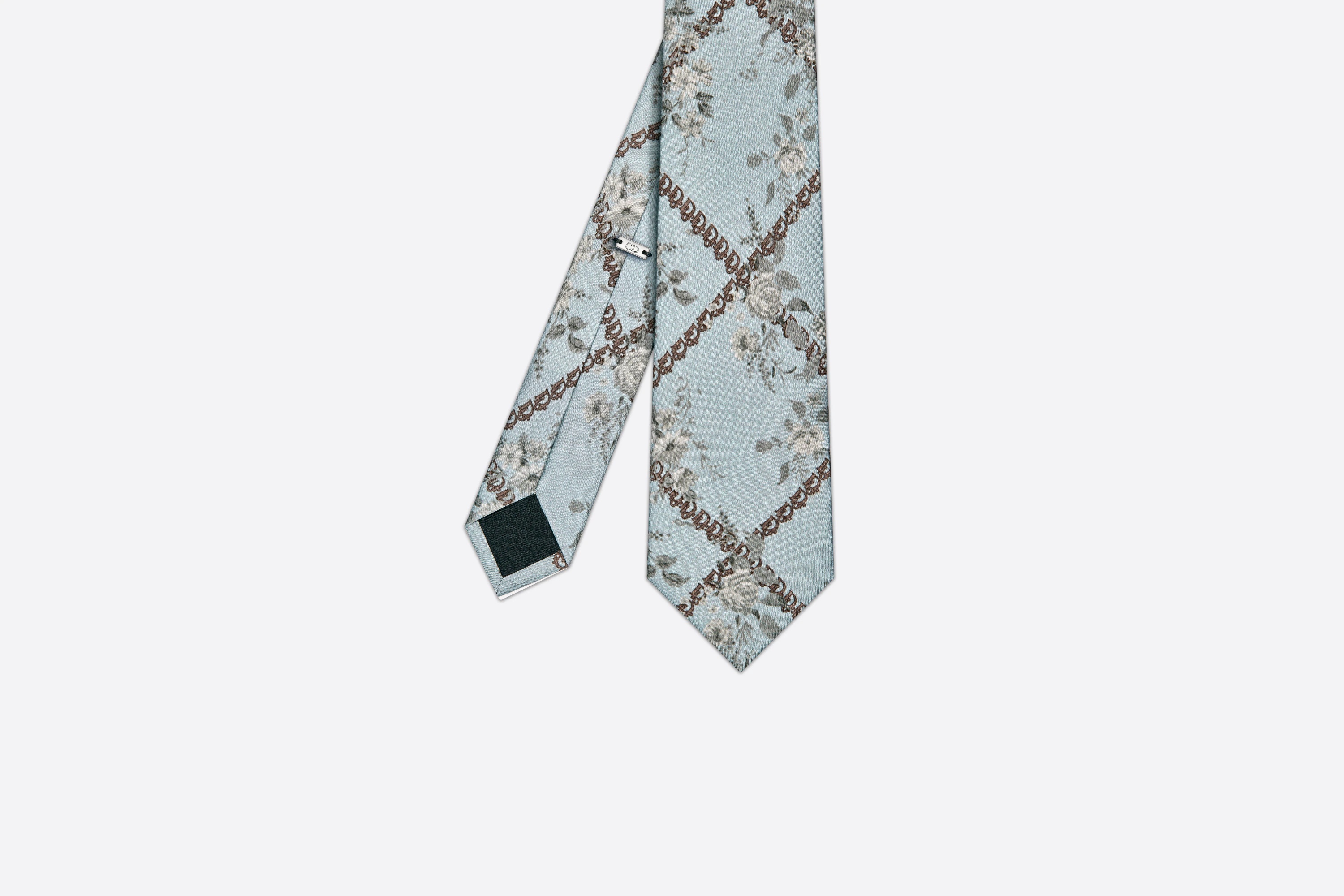 Dior Oblique Tie with Flowers - 2