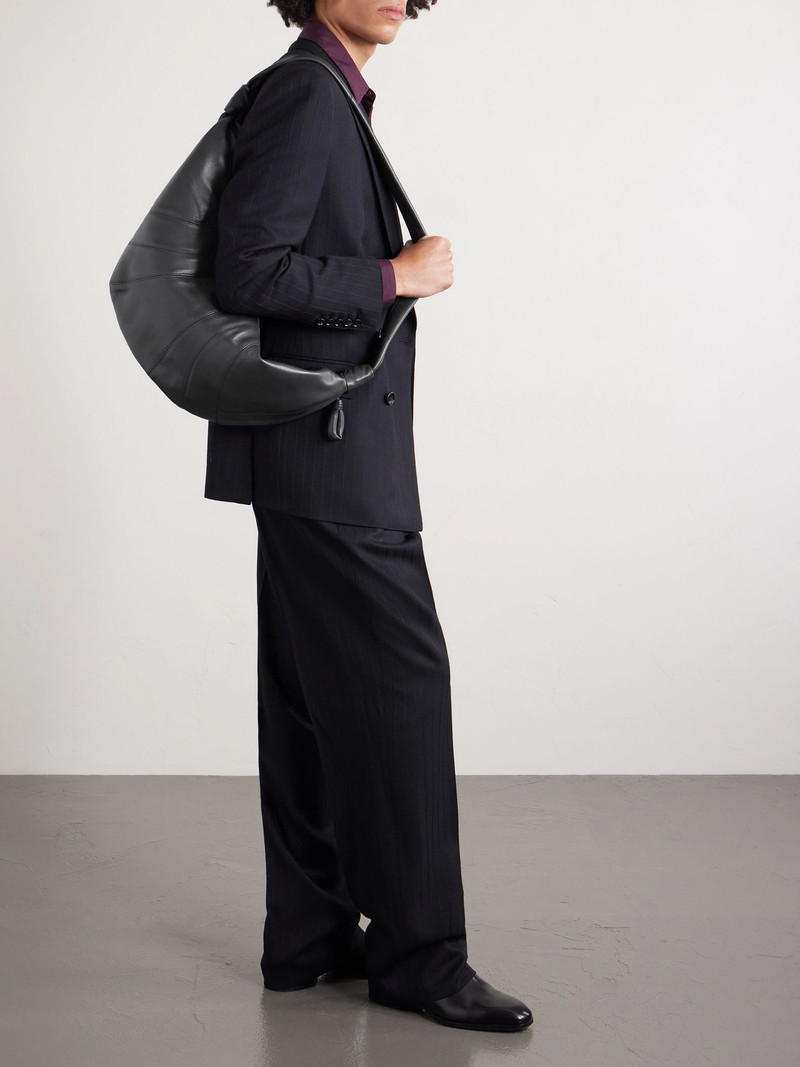 Lemaire Croissant Large Leather Messenger Bag Light gray outlook