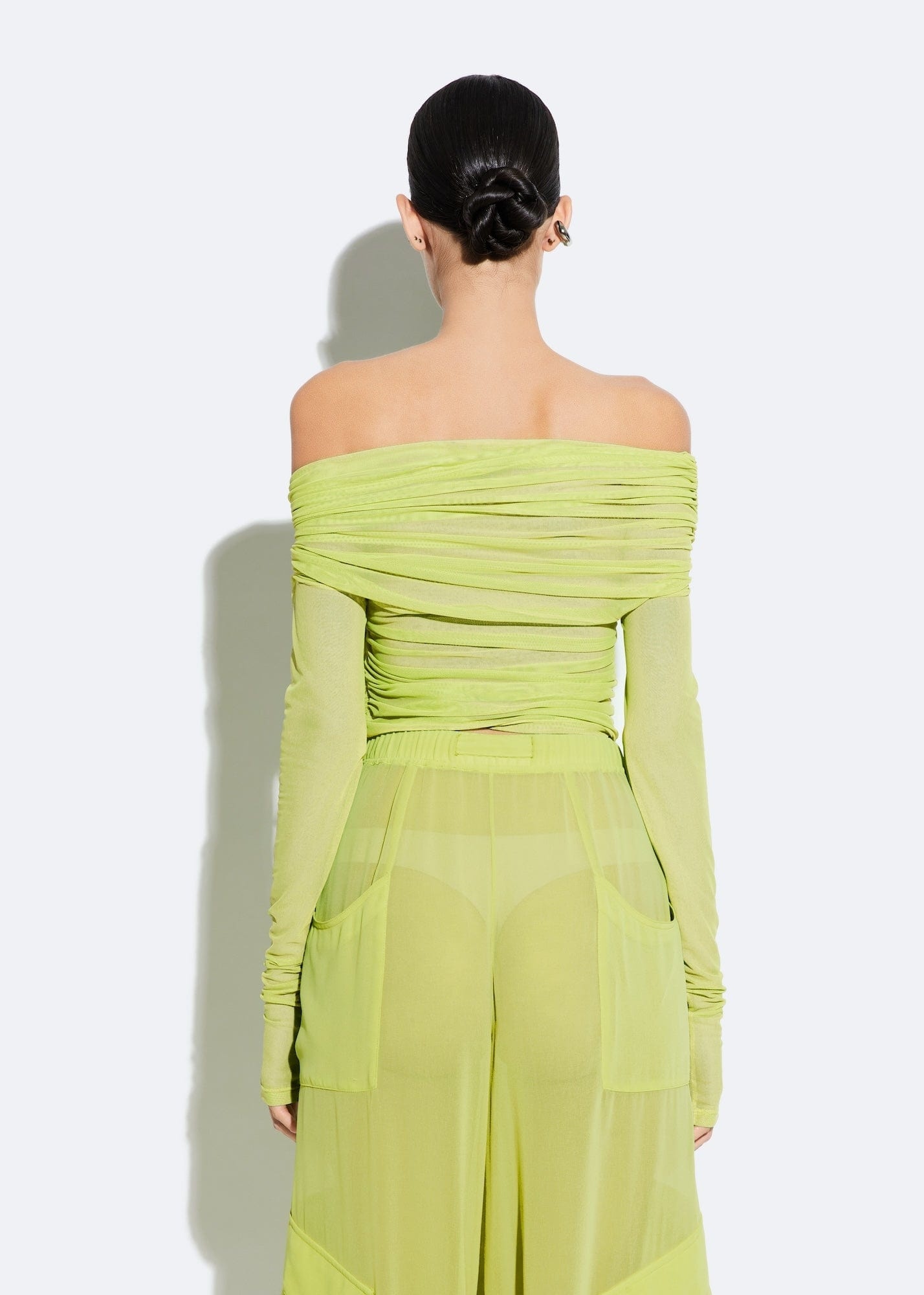 Mesh Off Shoulder Wrap Top - 3
