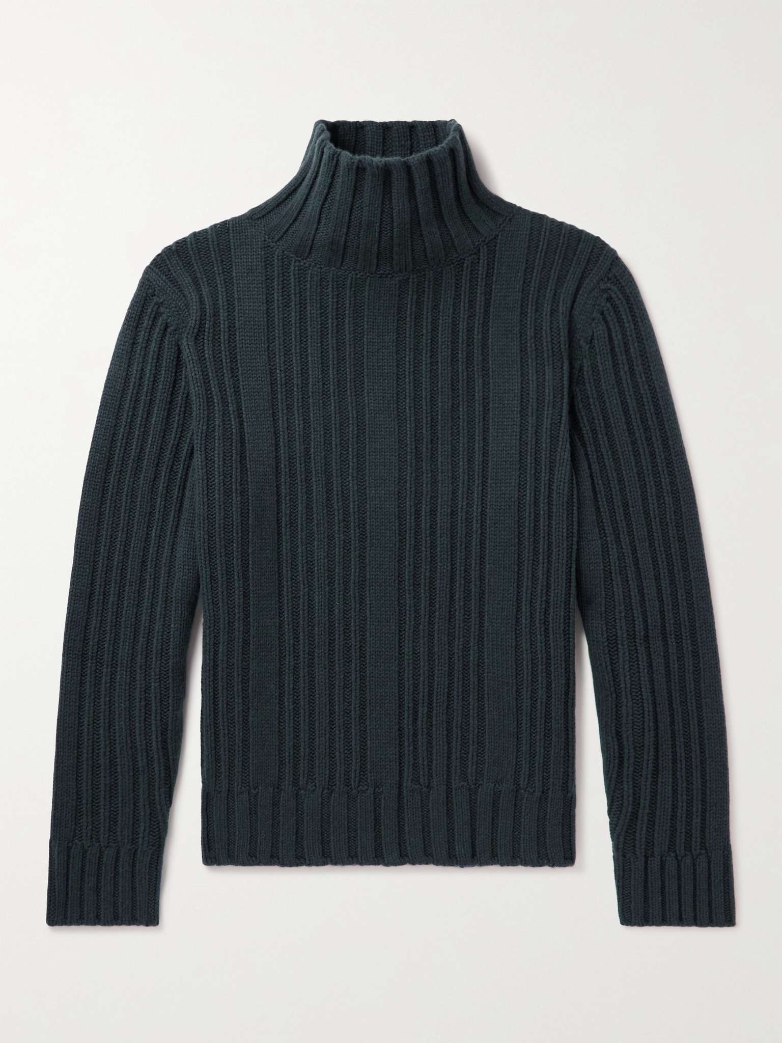 Ribbed Baby Cashmere Rollneck Sweater - 1