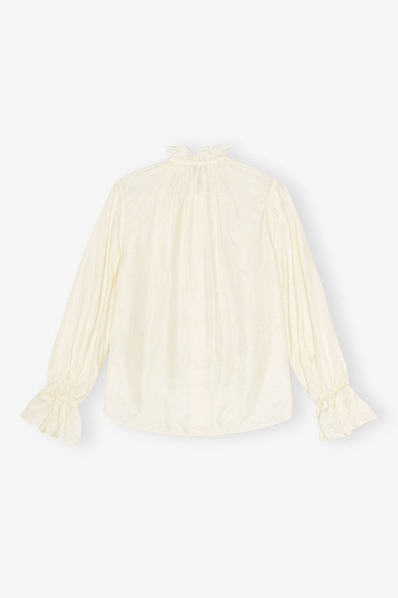 GANNI IVORY FLUID CUPRO TIE SHIRT outlook