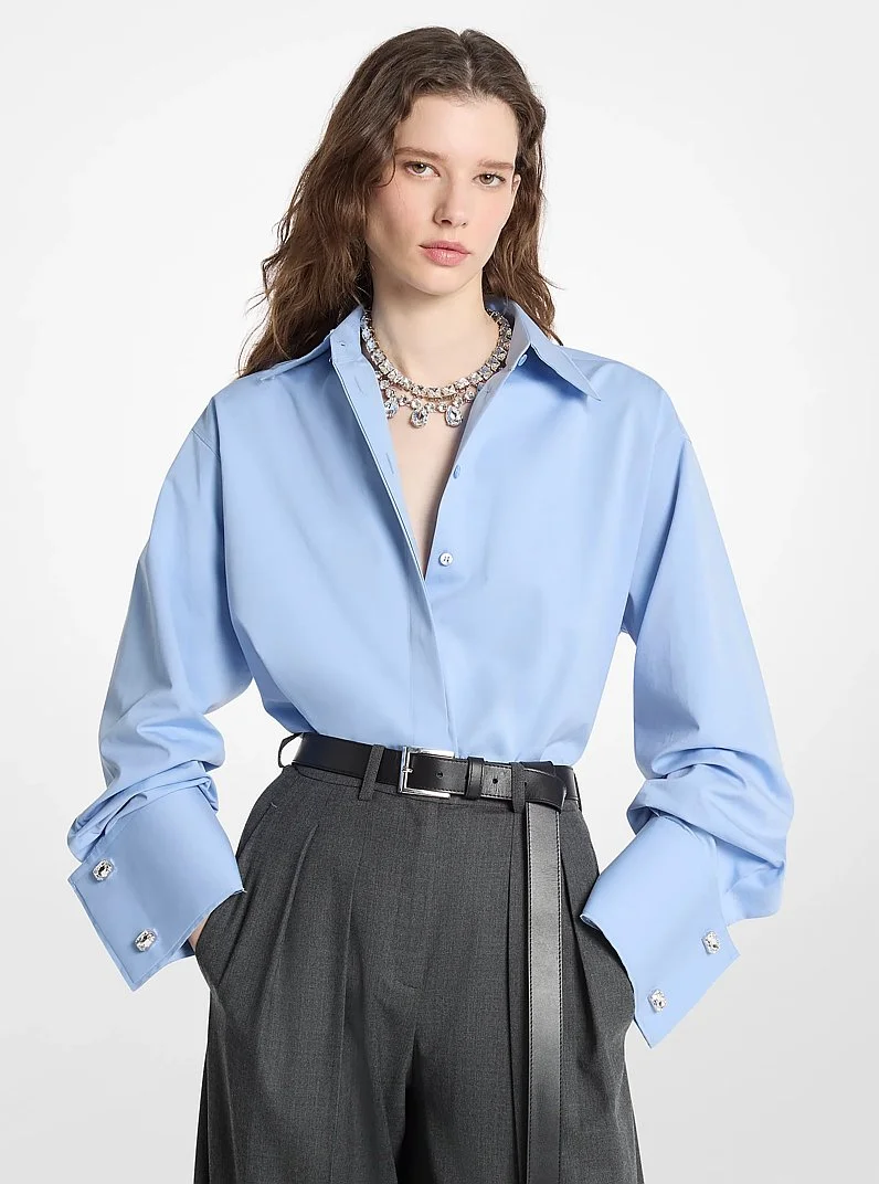 Frayed Cotton Poplin French Cuff Shirt - 1