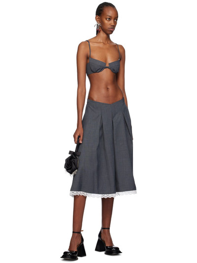 SHUSHU/TONG Gray Pleated Midi Skirt outlook