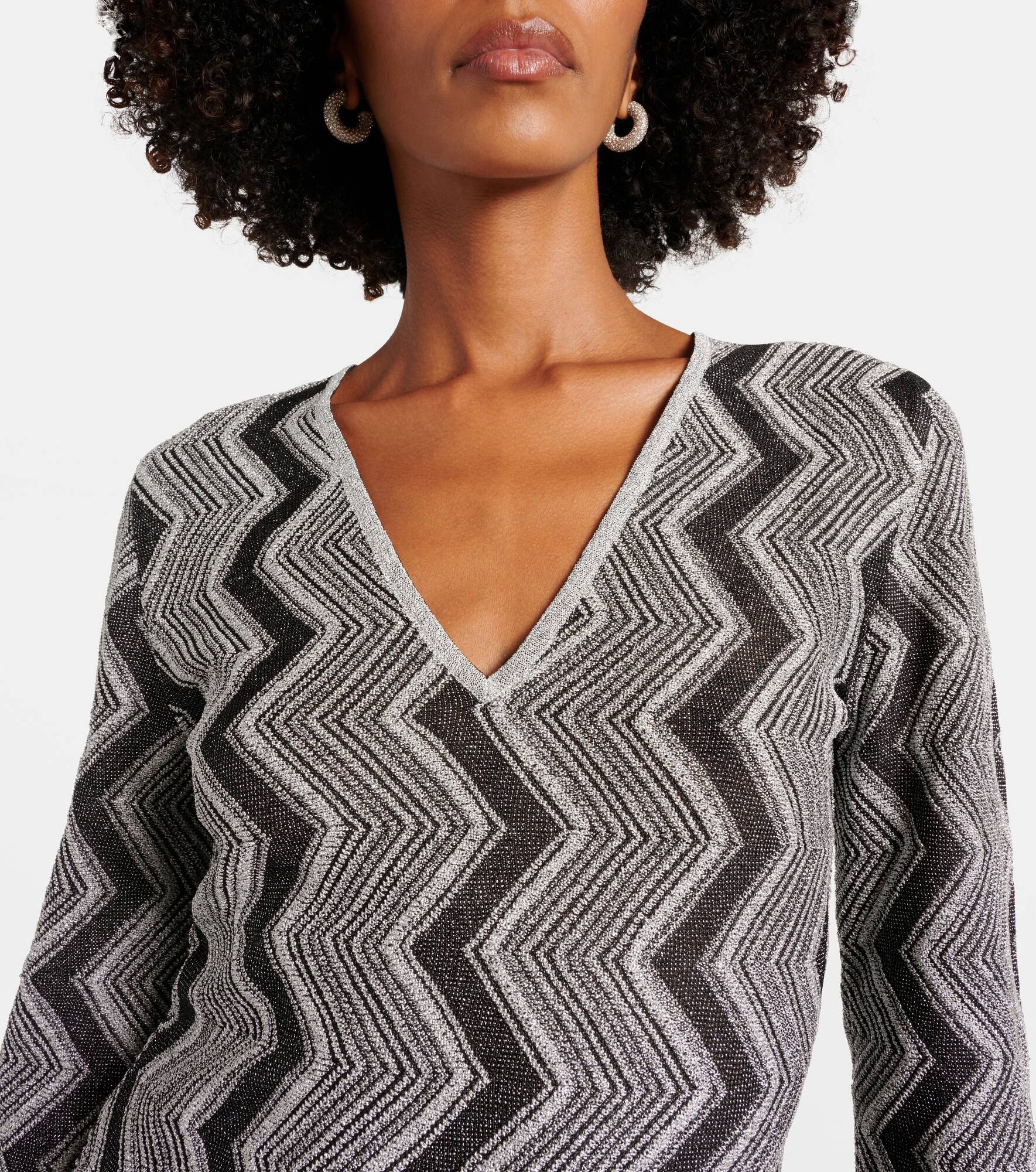 Zig Zag metallic knit sweater - 4