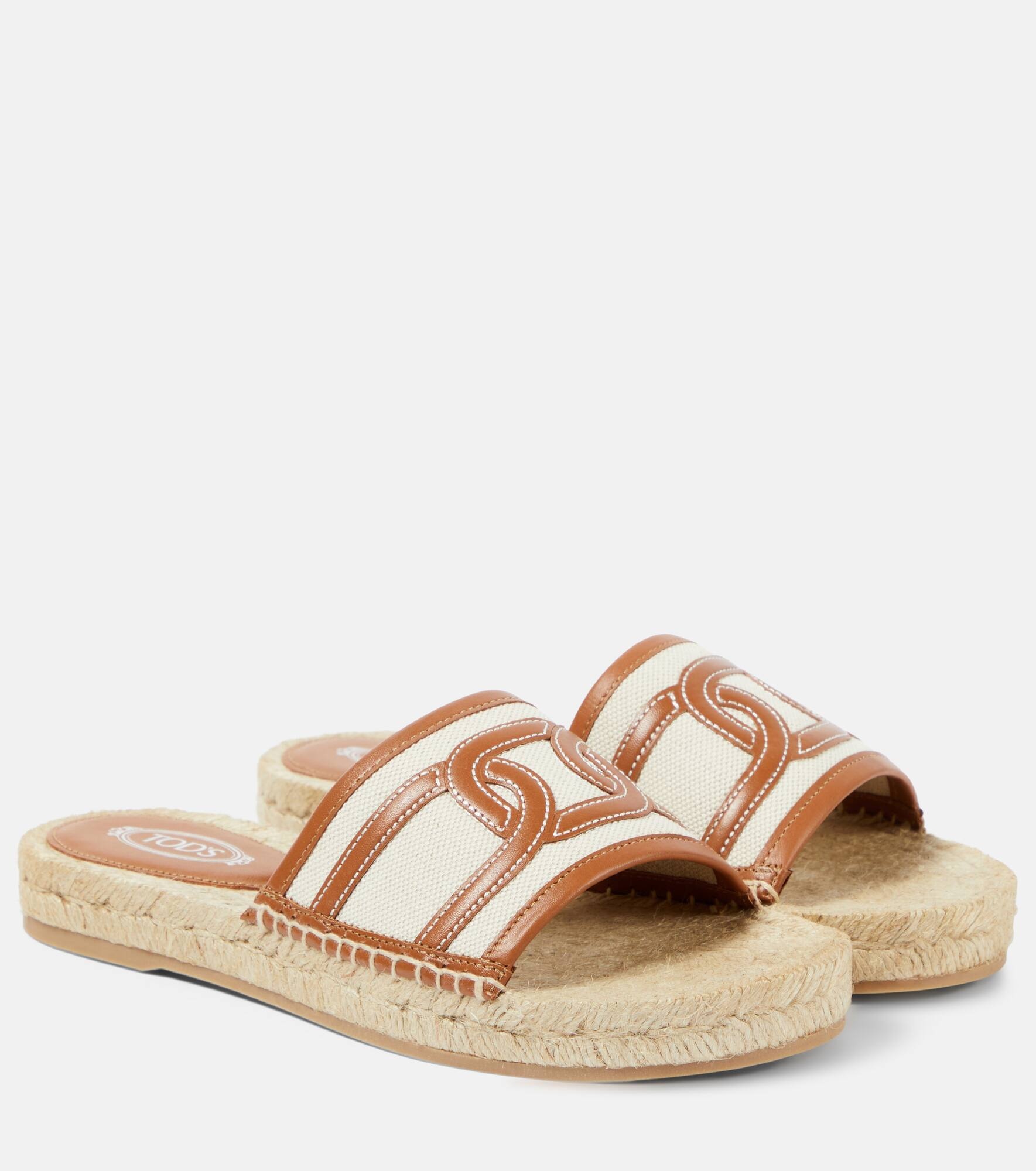 Leather-trimmed sandals - 1