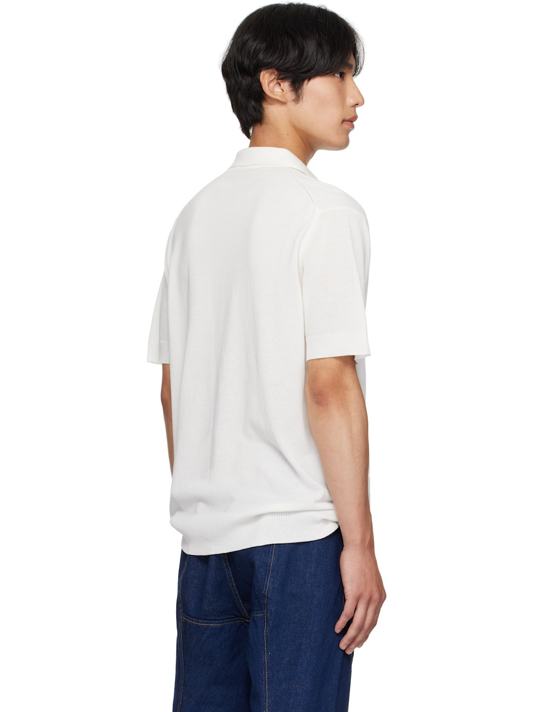White Cotton Polo Cardigan - 3