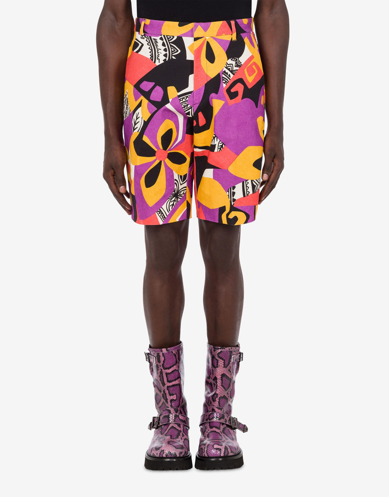 Moschino GEOMETRIC PRINT STRETCH COTTON BERMUDA SHORTS outlook