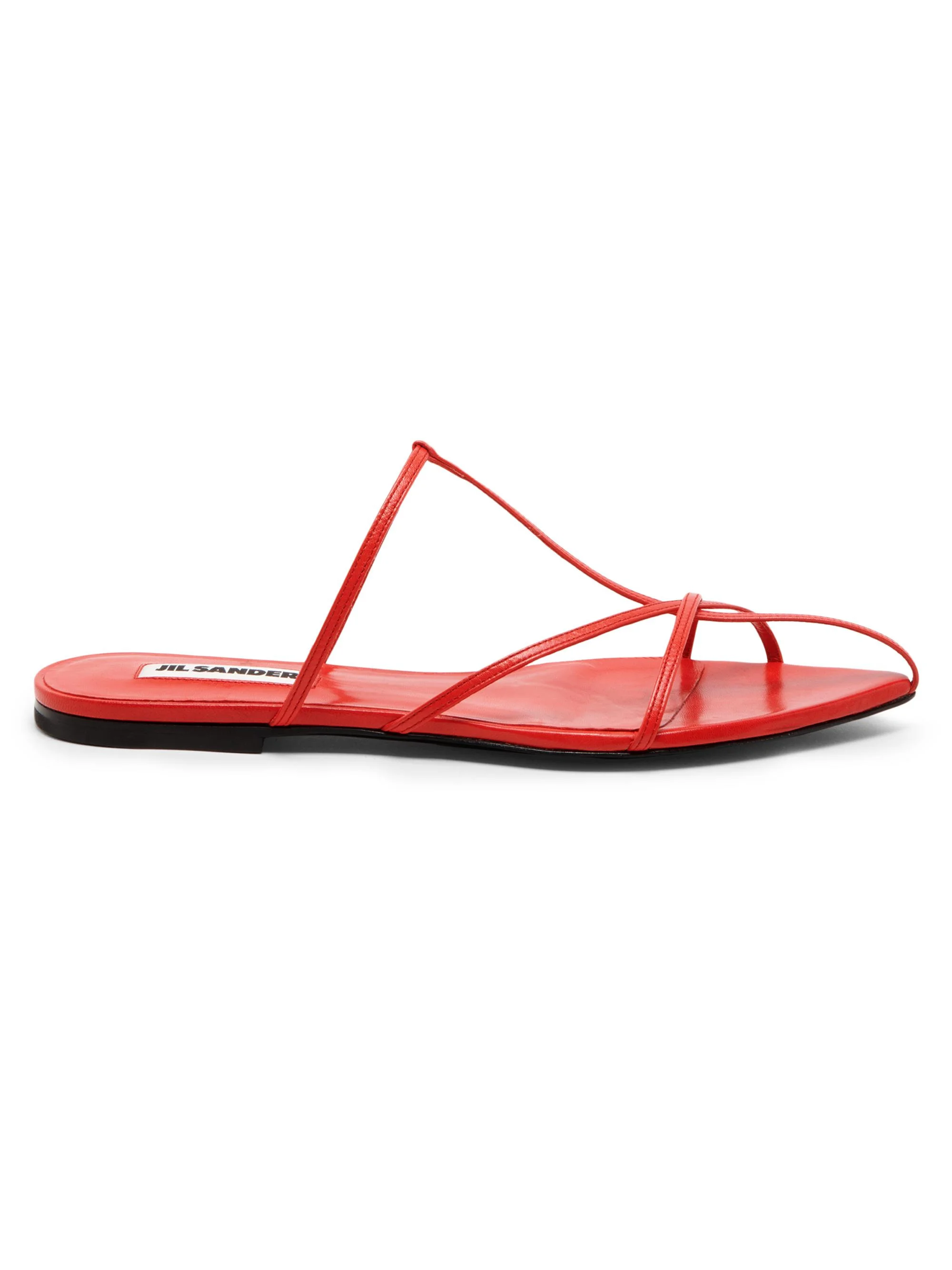 Women's Strappy Leather Flats - Rouge - 1