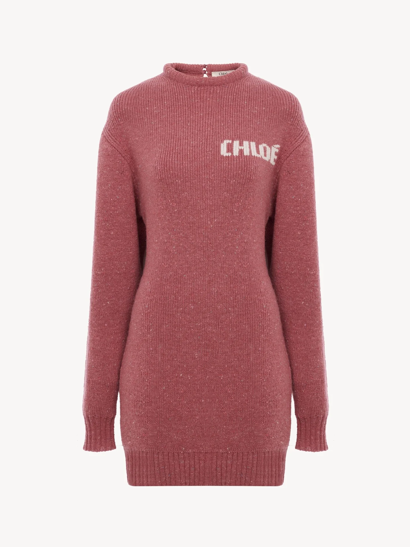 LONG-SLEEVE LOGO MINI DRESS IN A MERINO WOOL KNIT - 1