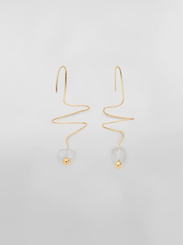 TEARS HOOK EARRINGS IN GOLD-TONE BRASS AND QUARTZ - 3
