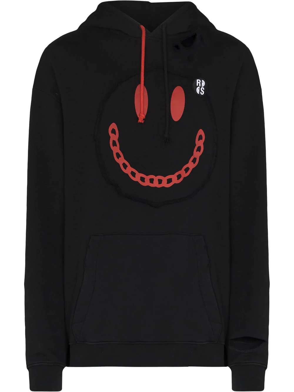 x Smiley distressed-finish hoodie - 1