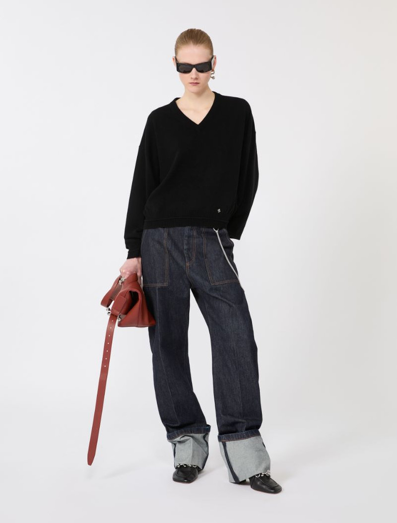 Sportmax Denim jeans with high turn-up - midnightblue outlook