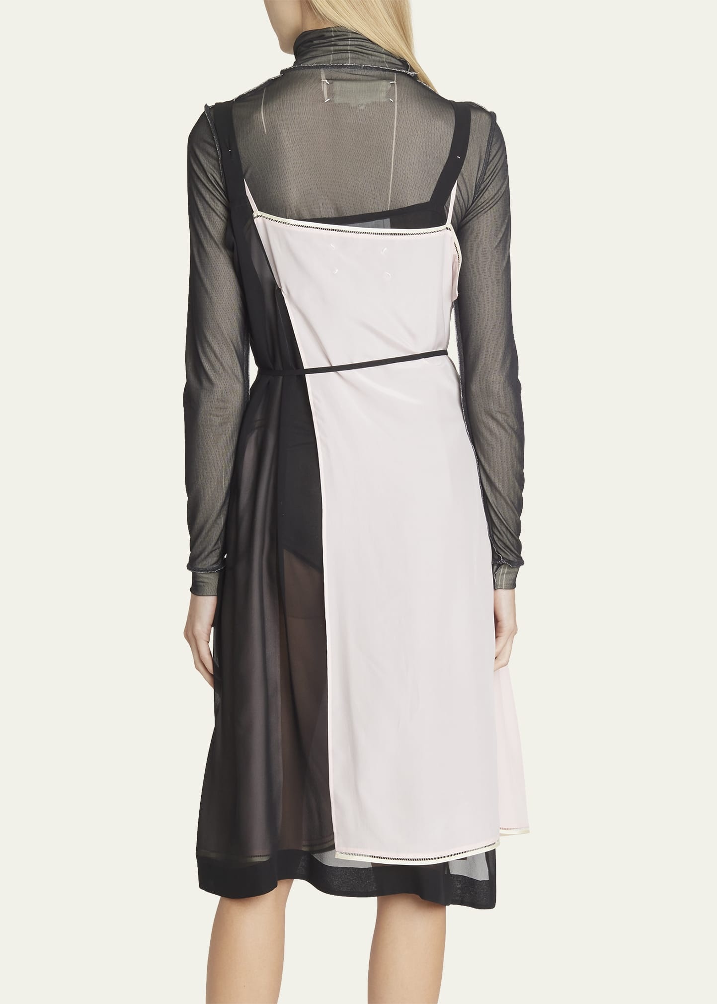 Layered Abstract Self-Tie Silk Dress - 3