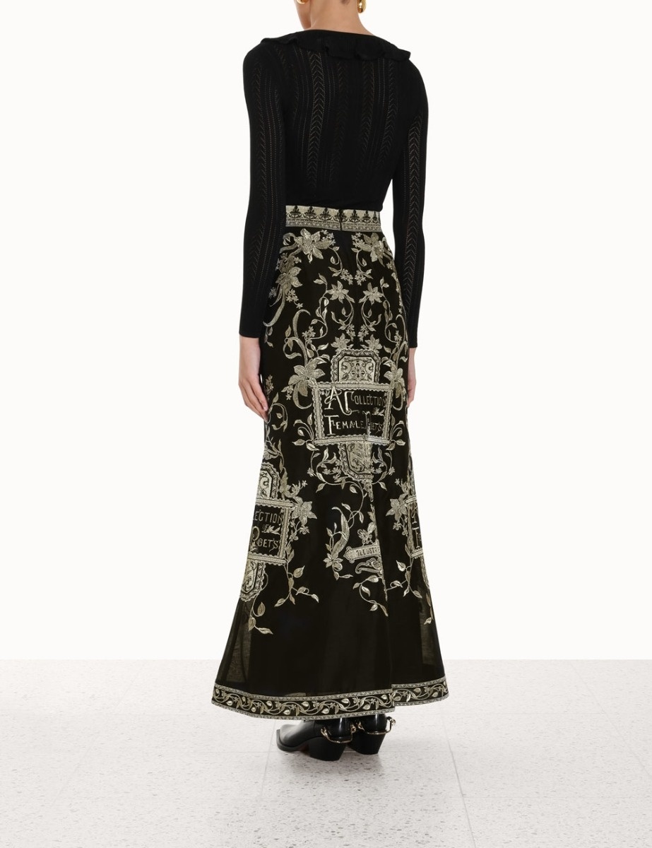 LYRICAL EMBROIDERY MAXI SKIRT - 4