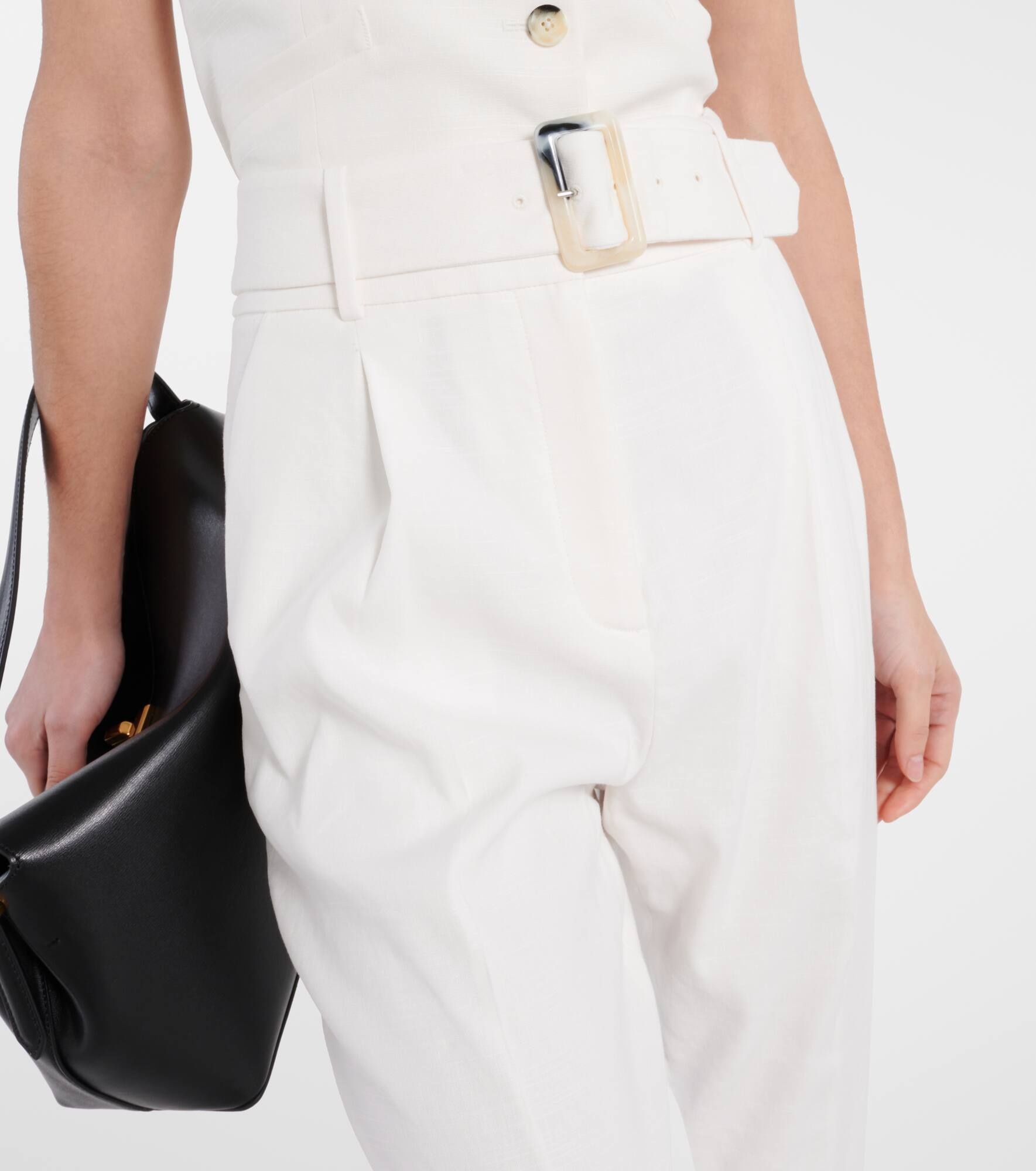 Sofia high-rise linen-blend tapered pants - 4