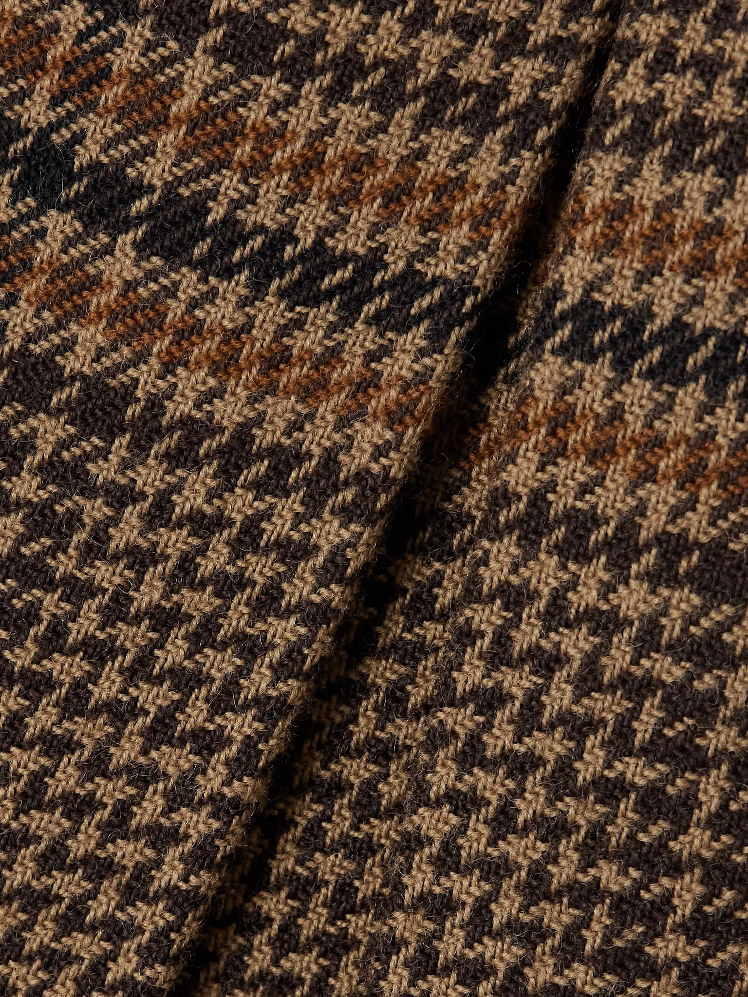 Prince of Wales checked wool midi skirt Brown - 5