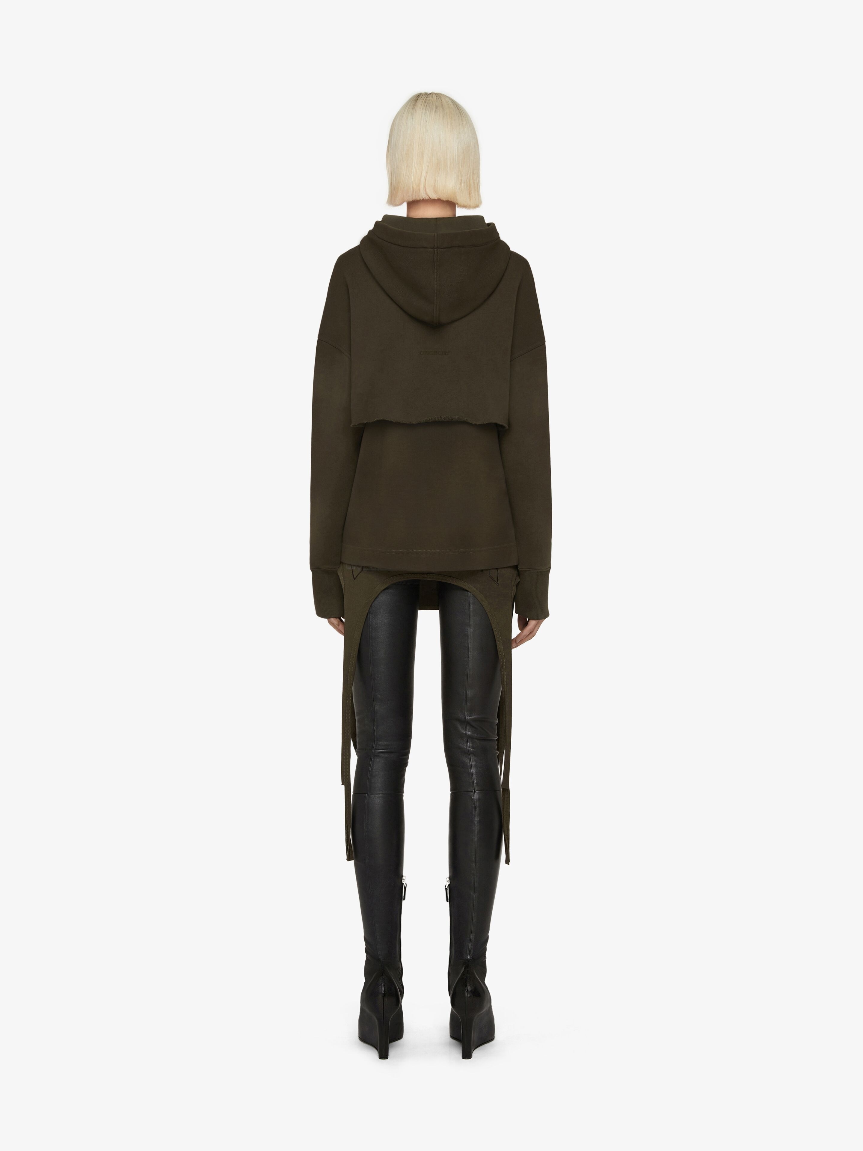 SLIM FIT HOODIE IN EMBROIDERED JERSEY WITH OVERLAPPED EFFECT - 4