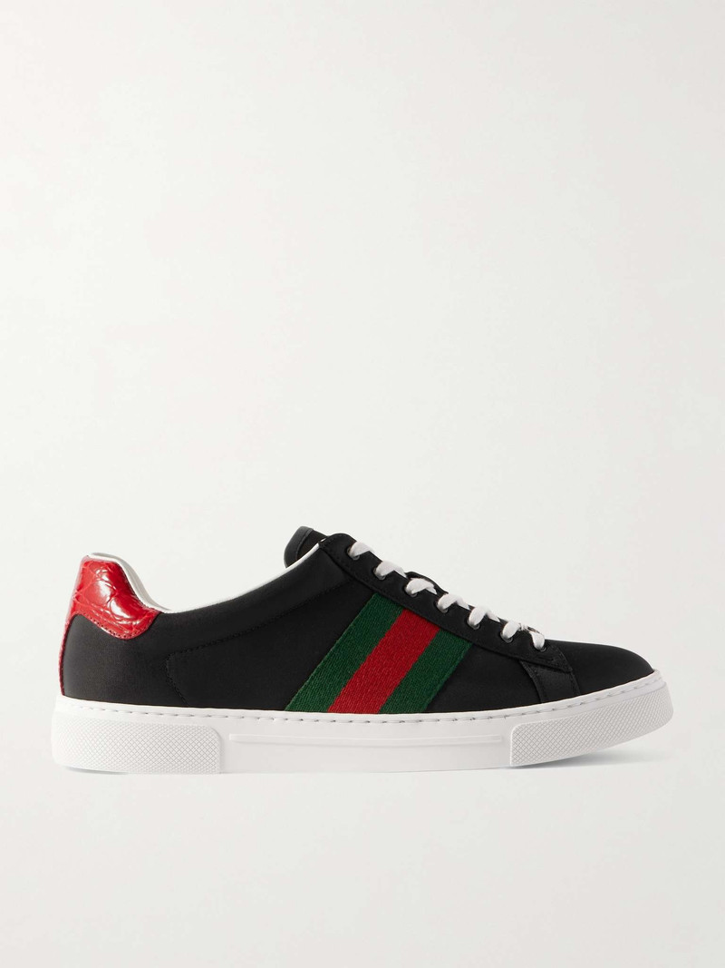 Ace Croc-Effect Leather and Webbing-Trimmed Shell Sneakers - 1