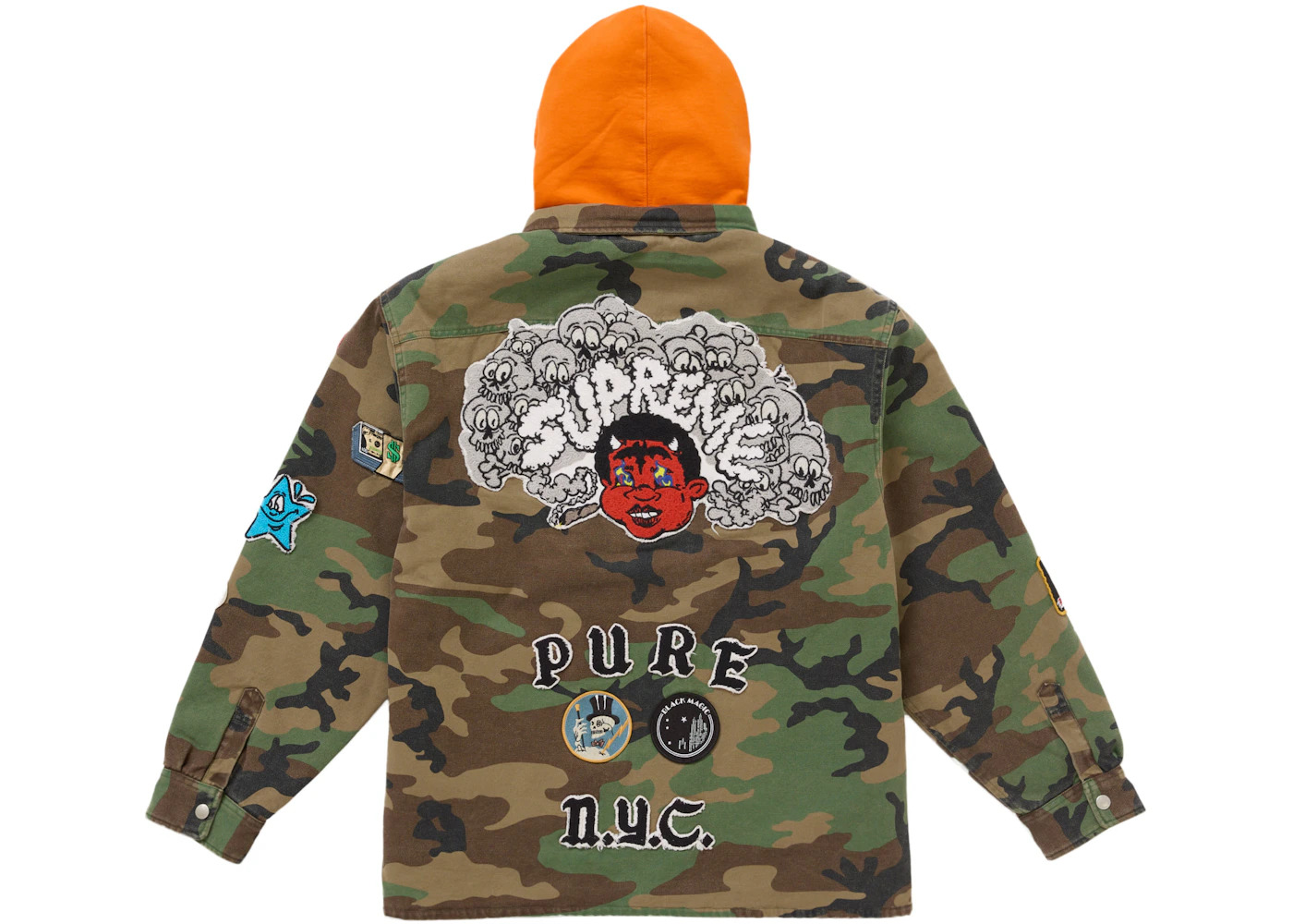 Supreme Patches Hooded Zip Up Shirt Woodland Camo - 4