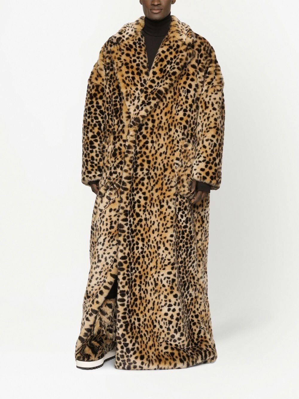 leopard-print faux-fur coat - 3