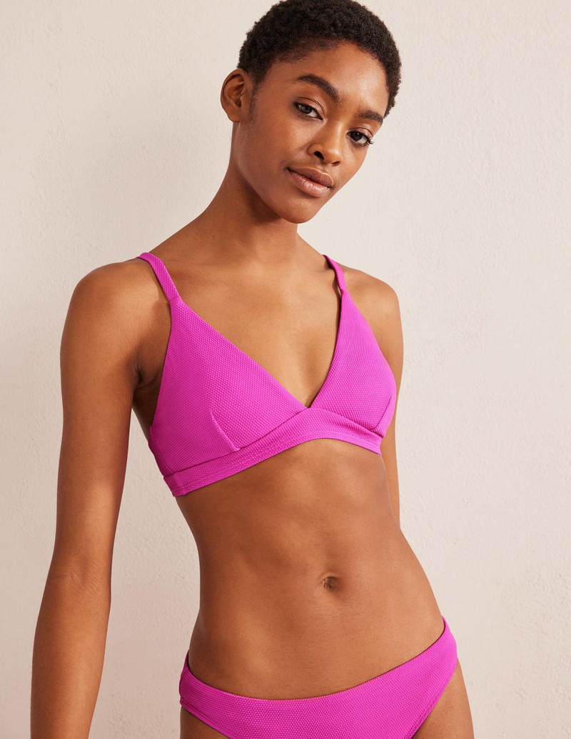 Arezzo V-neck Bikini Top-Amazing Pink Texture 1