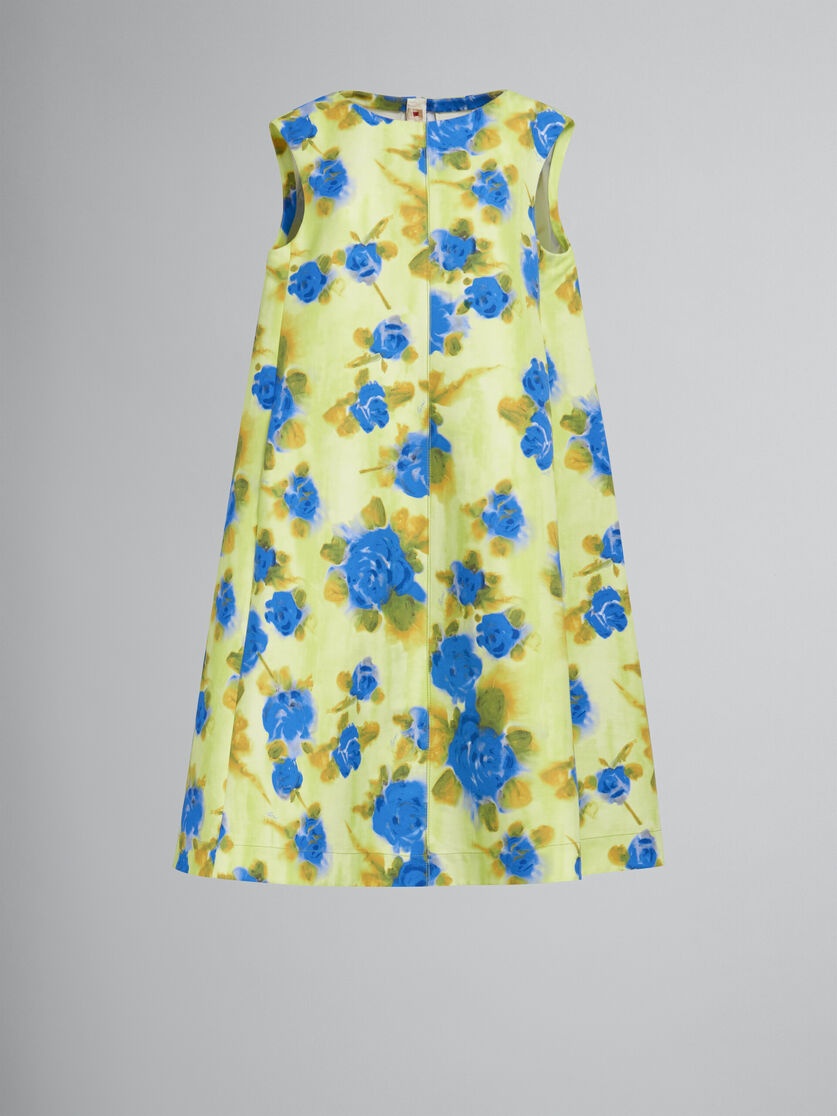 YELLOW CADY COCOON DRESS WITH IDYLL PRINT - 1