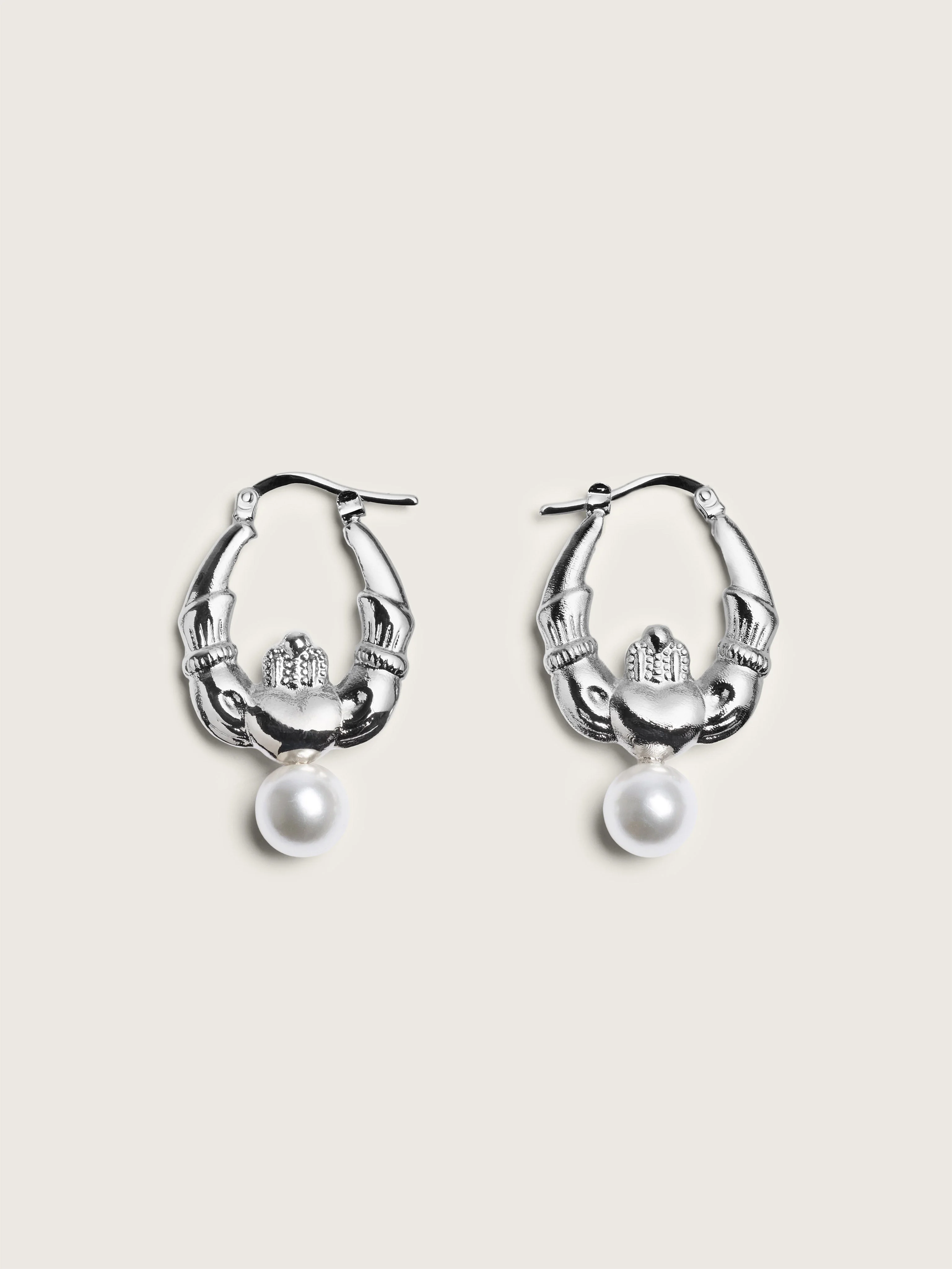 Claddagh & Pearl Hoop Earrings - 1