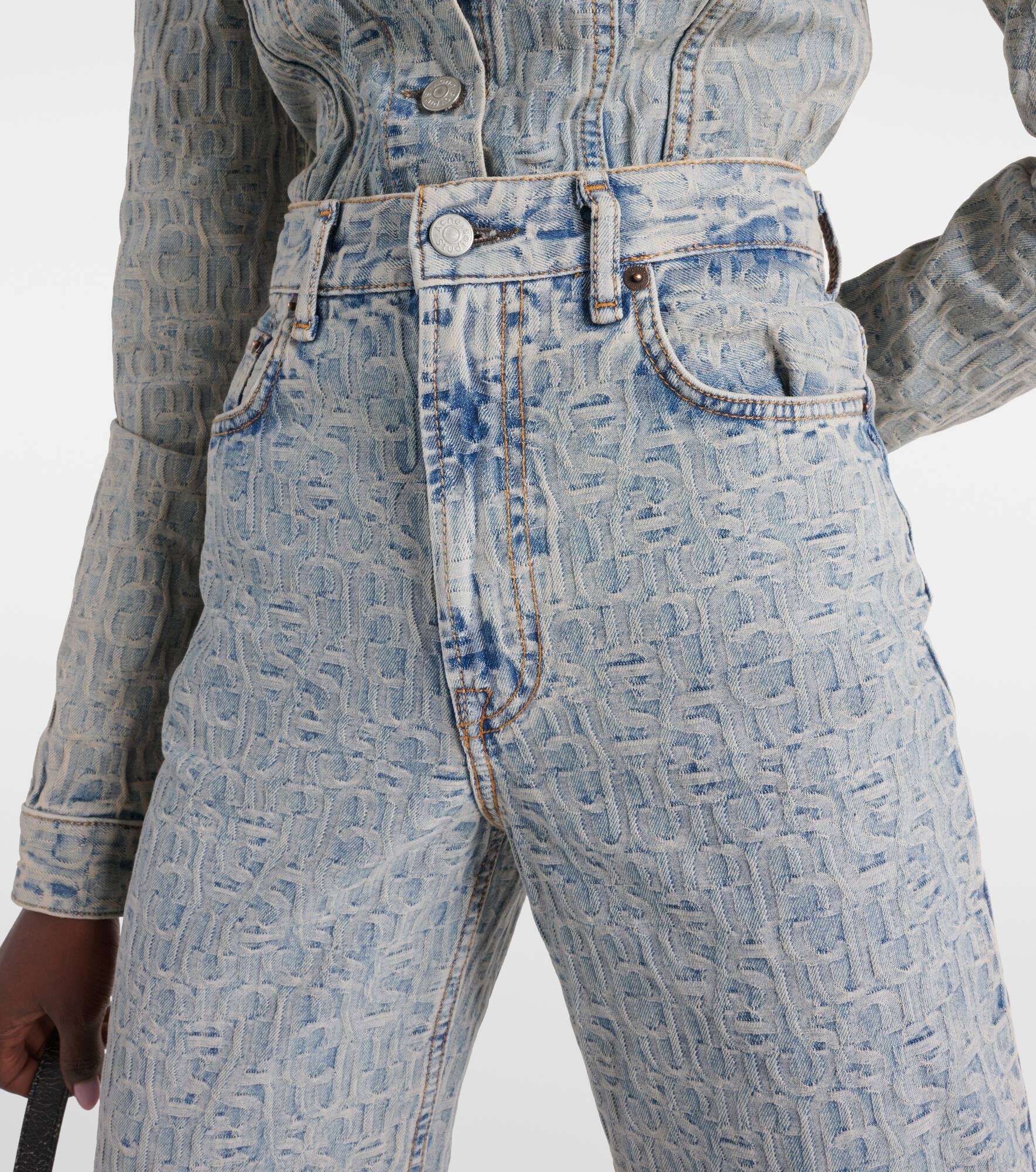 Monogram high-rise wide-leg jeans - 4