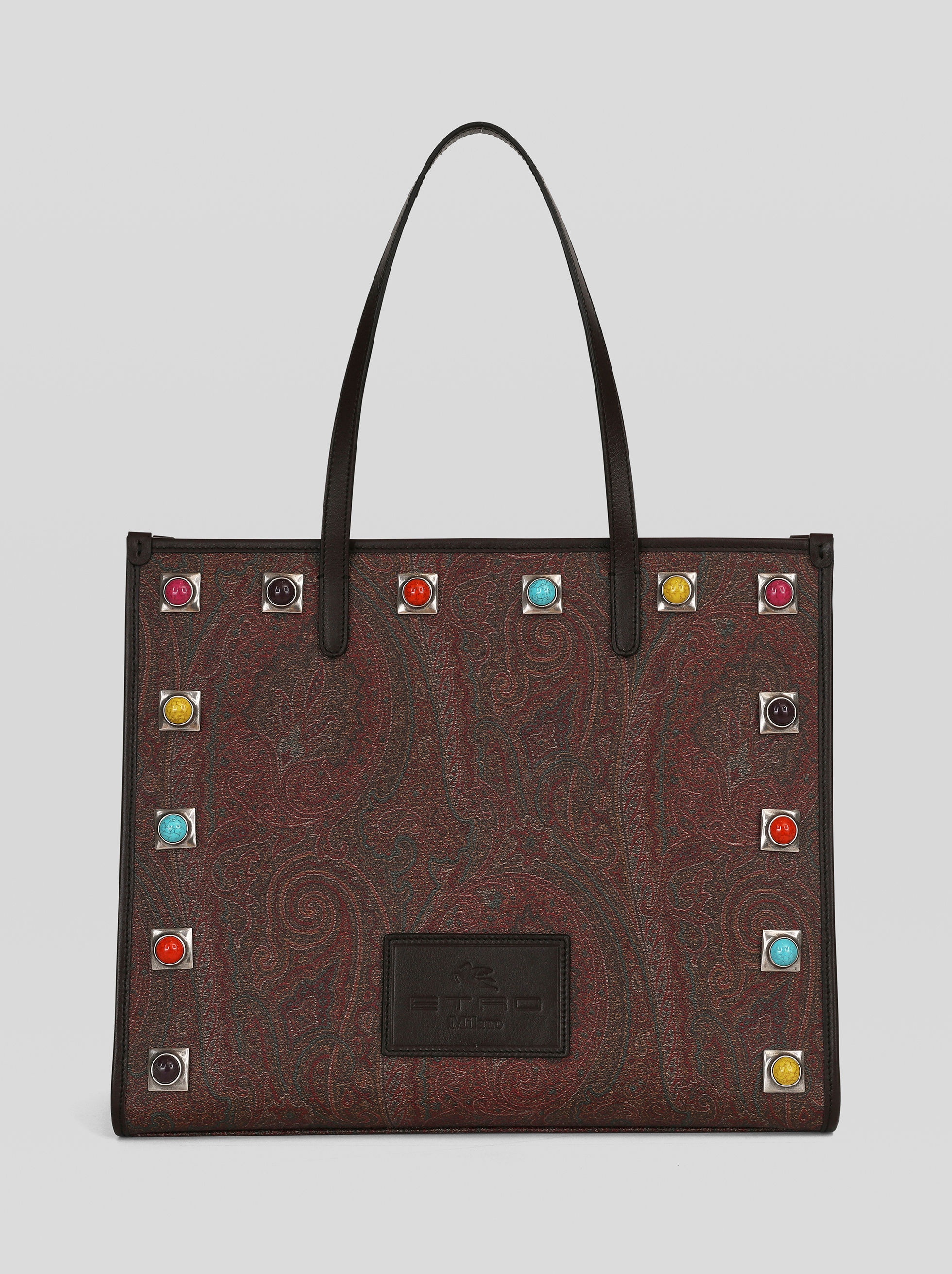 MEDIUM PAISLEY SHOPPING BAG WITH MULTI-COLOURED STUDS - 1