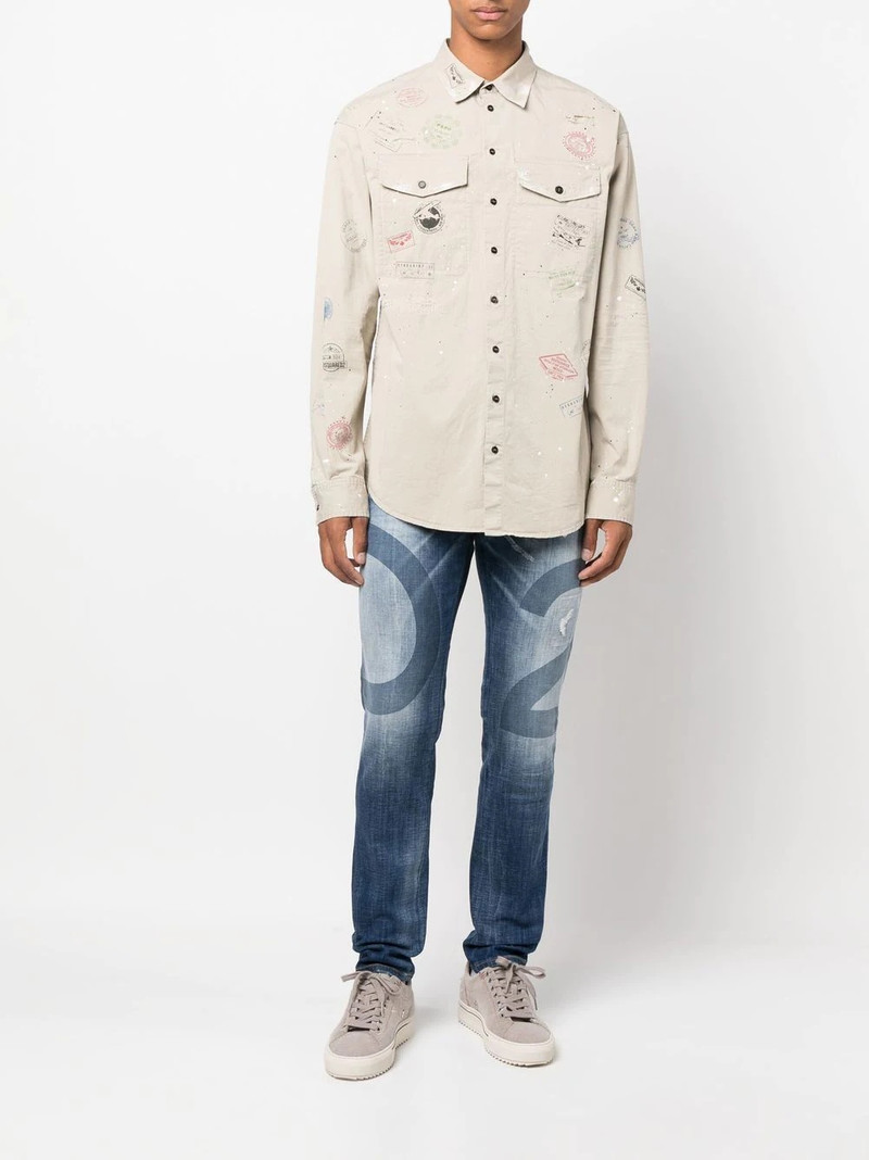 DSQUARED2 logo-wash distressed skinny jeans outlook