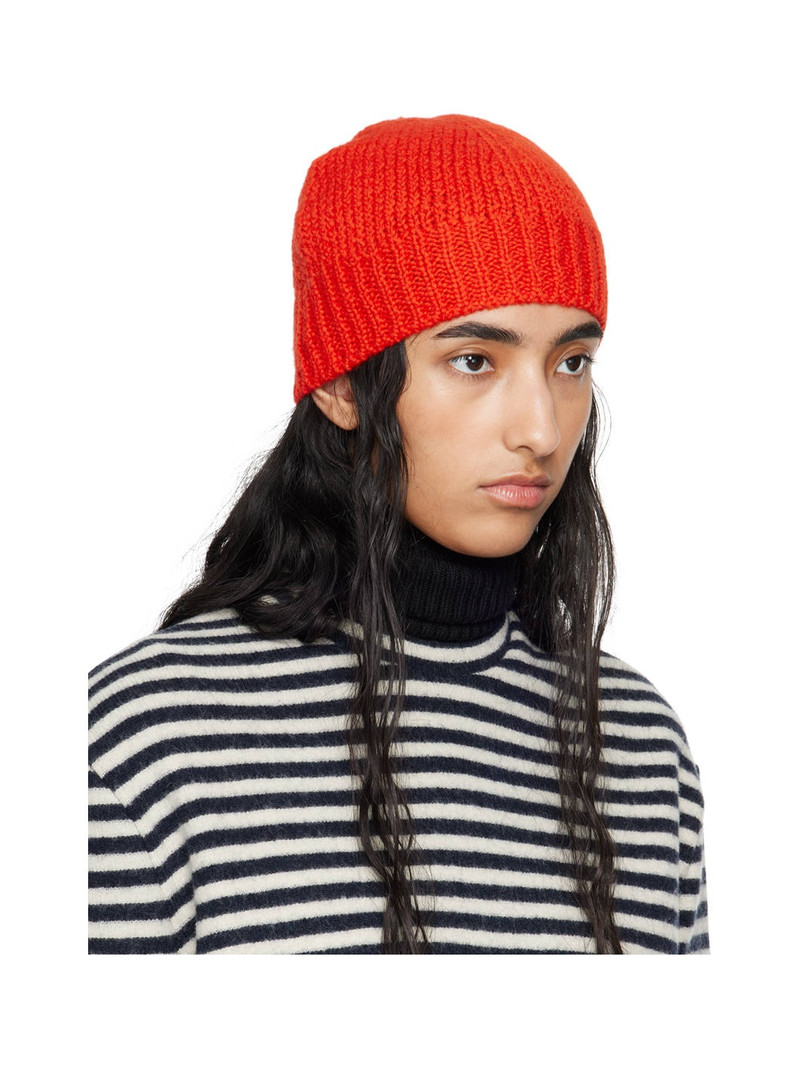 Jil Sander Red Irregular Texture Wool Beanie outlook