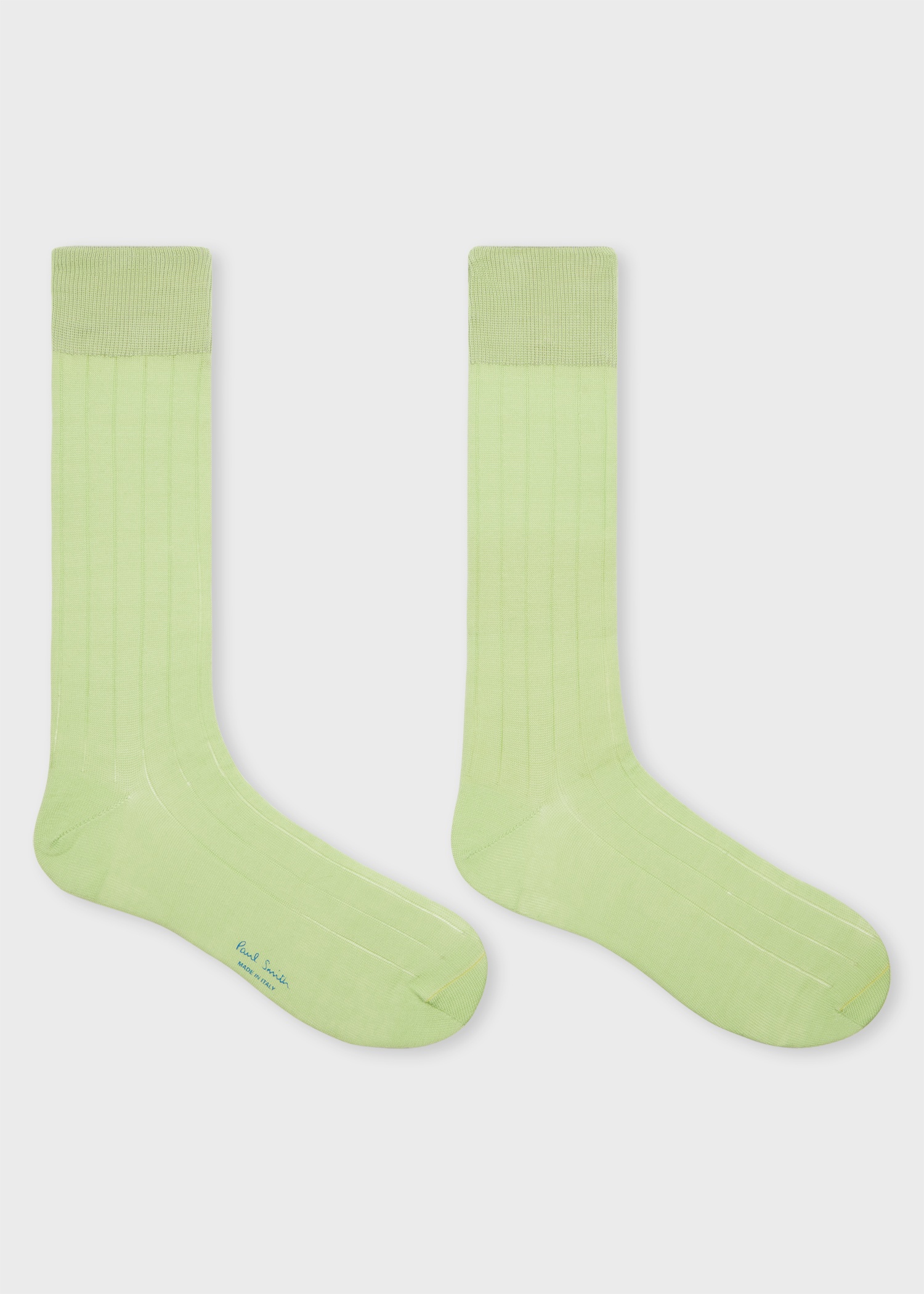Light Green Ribbed Cotton Socks - 2