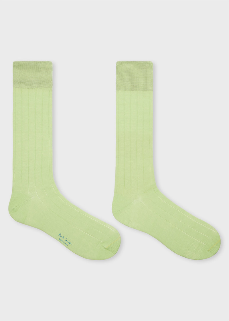 Paul Smith Light Green Ribbed Cotton Socks outlook
