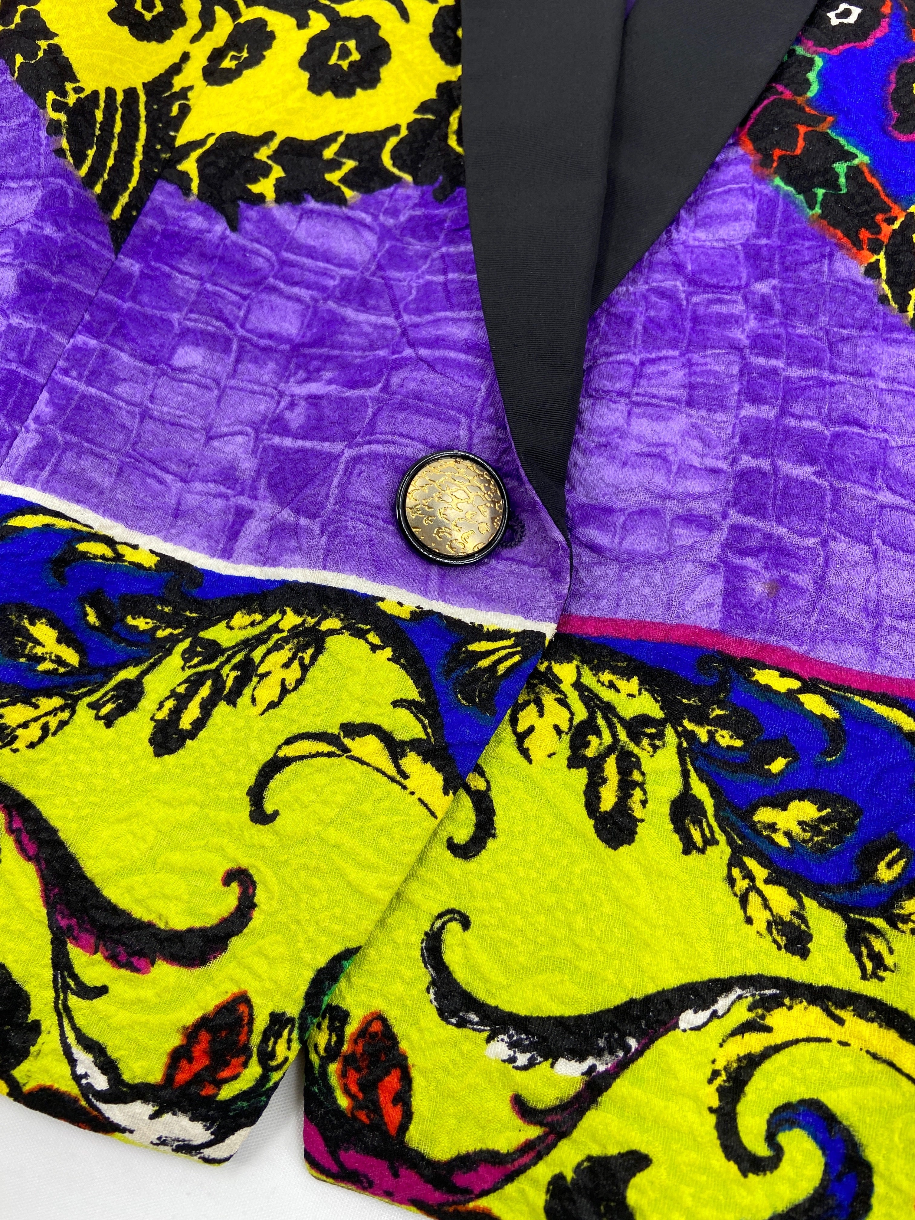 Gianni Versace Spring 1990 Colour Block Baroque Silk Blazer Jacket 44 - 10