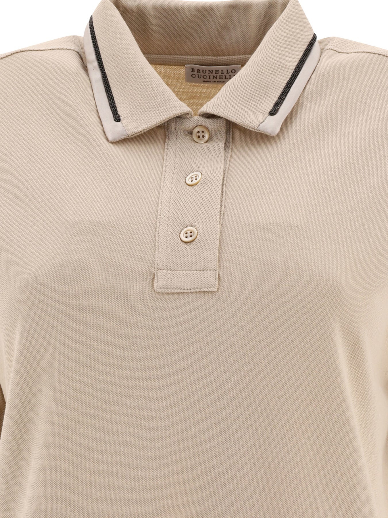 Piquet Polo Shirt With Monili Polo Shirts Beige - 3