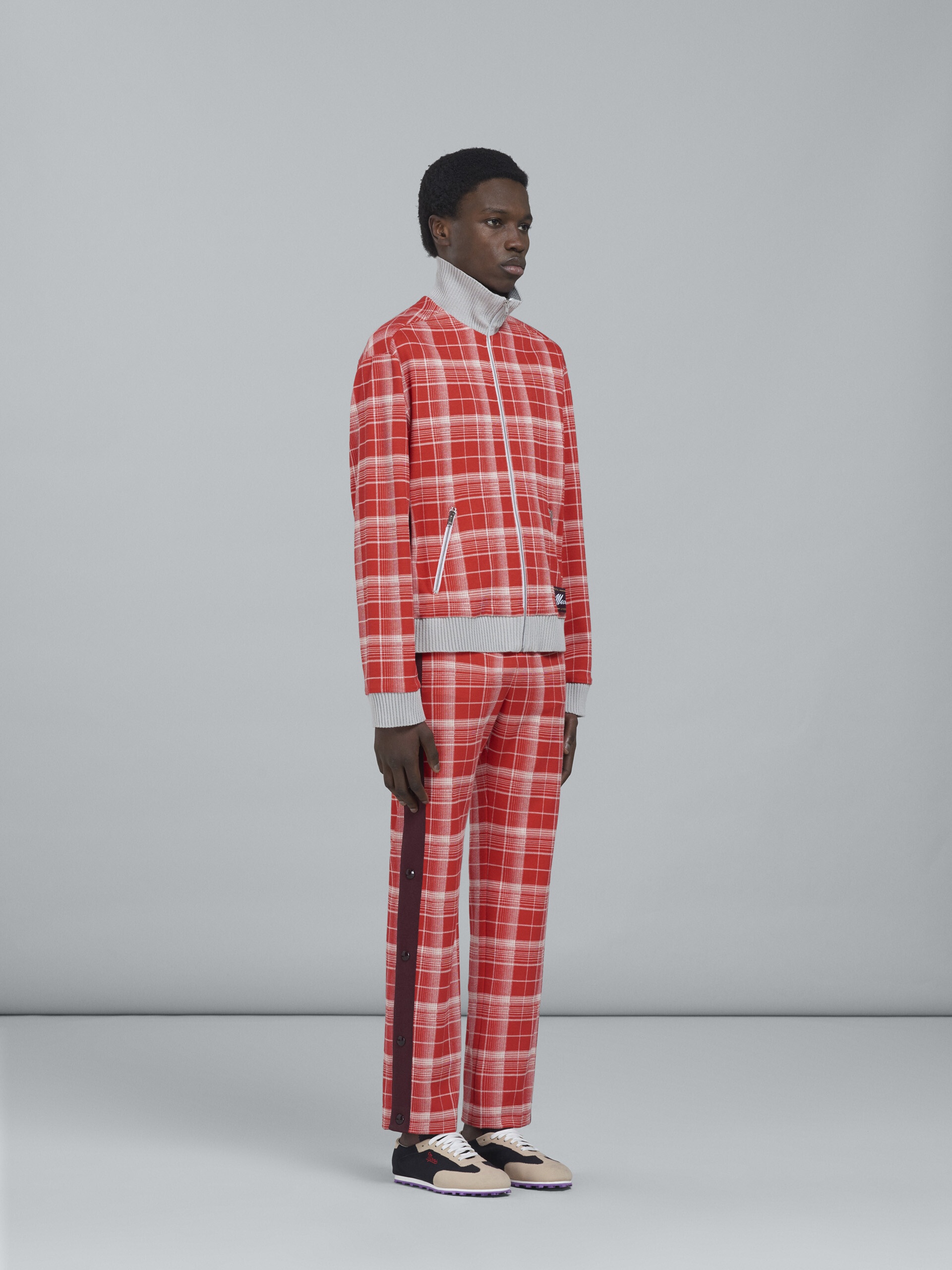 CHECK VISCOSE JERSEY PANTS - 5
