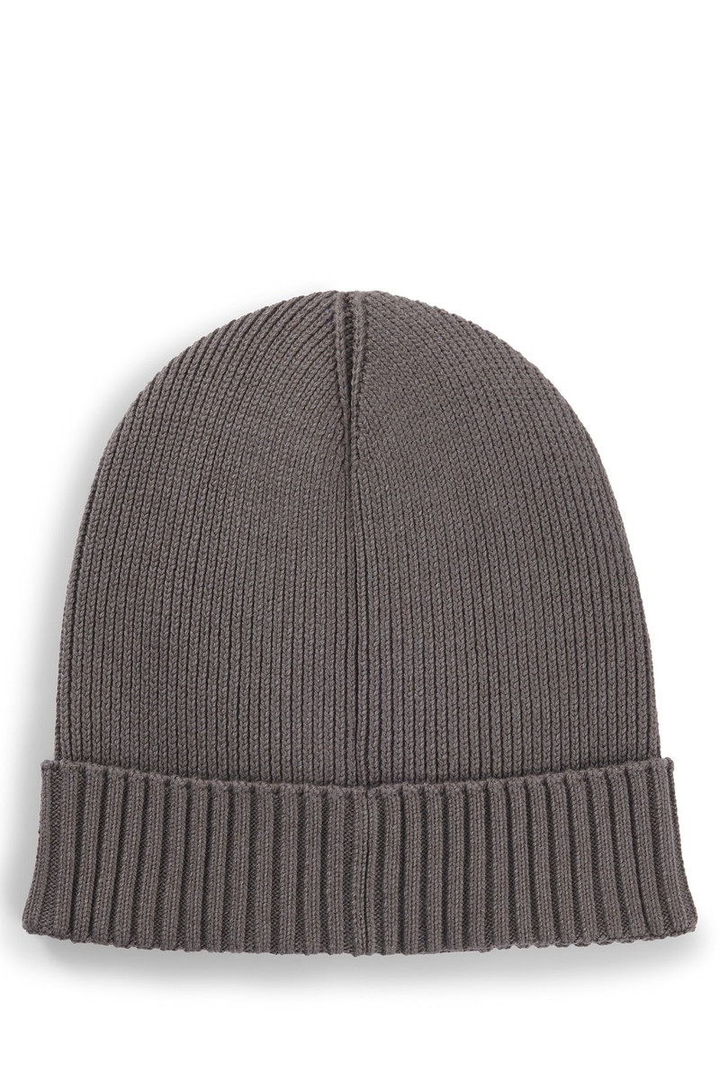 BOSS LOGO-DETAIL BEANIE HAT IN COTTON AND VIRGIN WOOL outlook