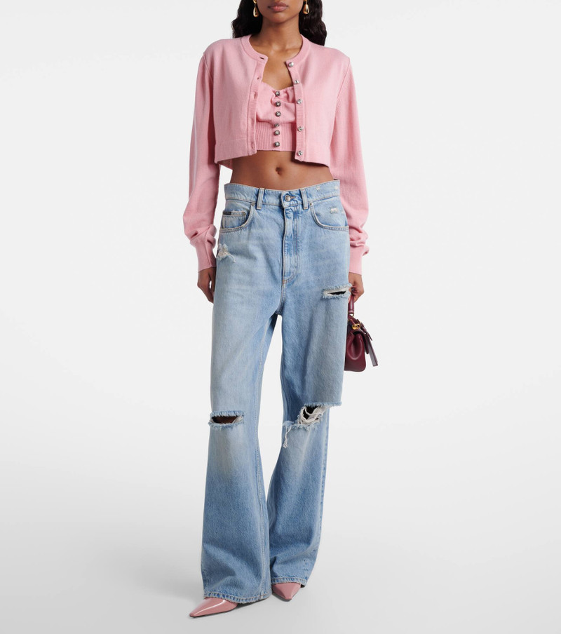 Dolce & Gabbana Embellished cropped silk-blend vest outlook