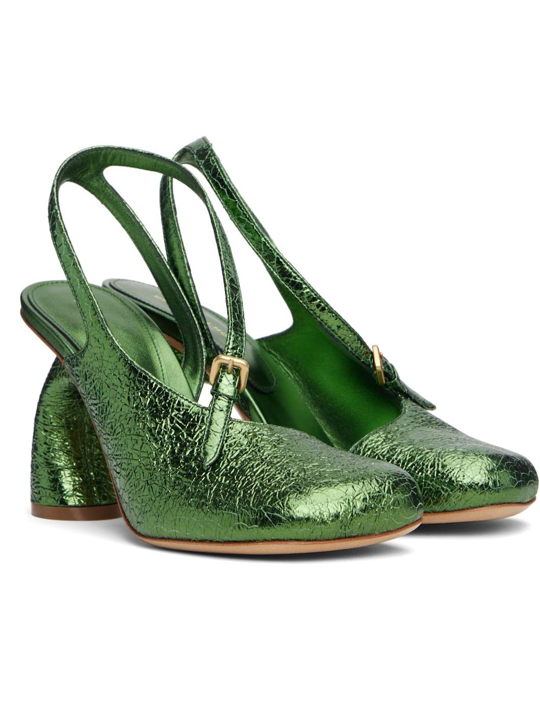 Green Cutout Heels - 4