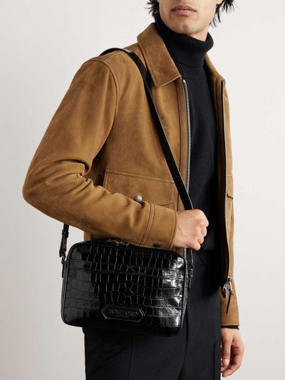 TOM FORD Croc-Effect Leather Messenger Bag outlook