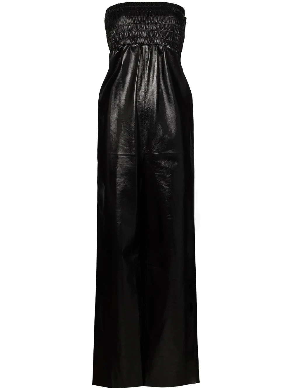 strapless leather jumpsuit - 1