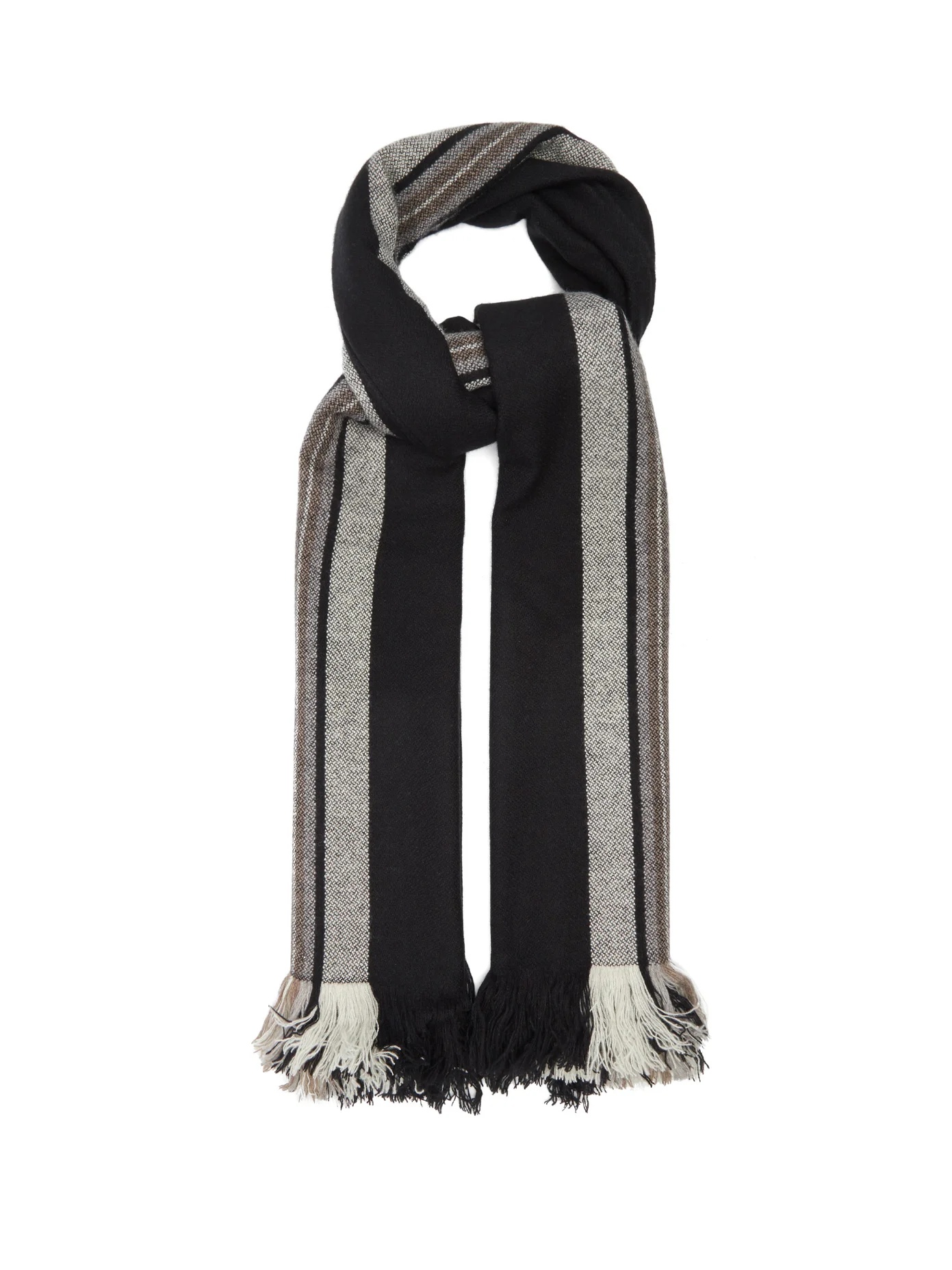 Carver jacquard-striped cashmere scarf - 1