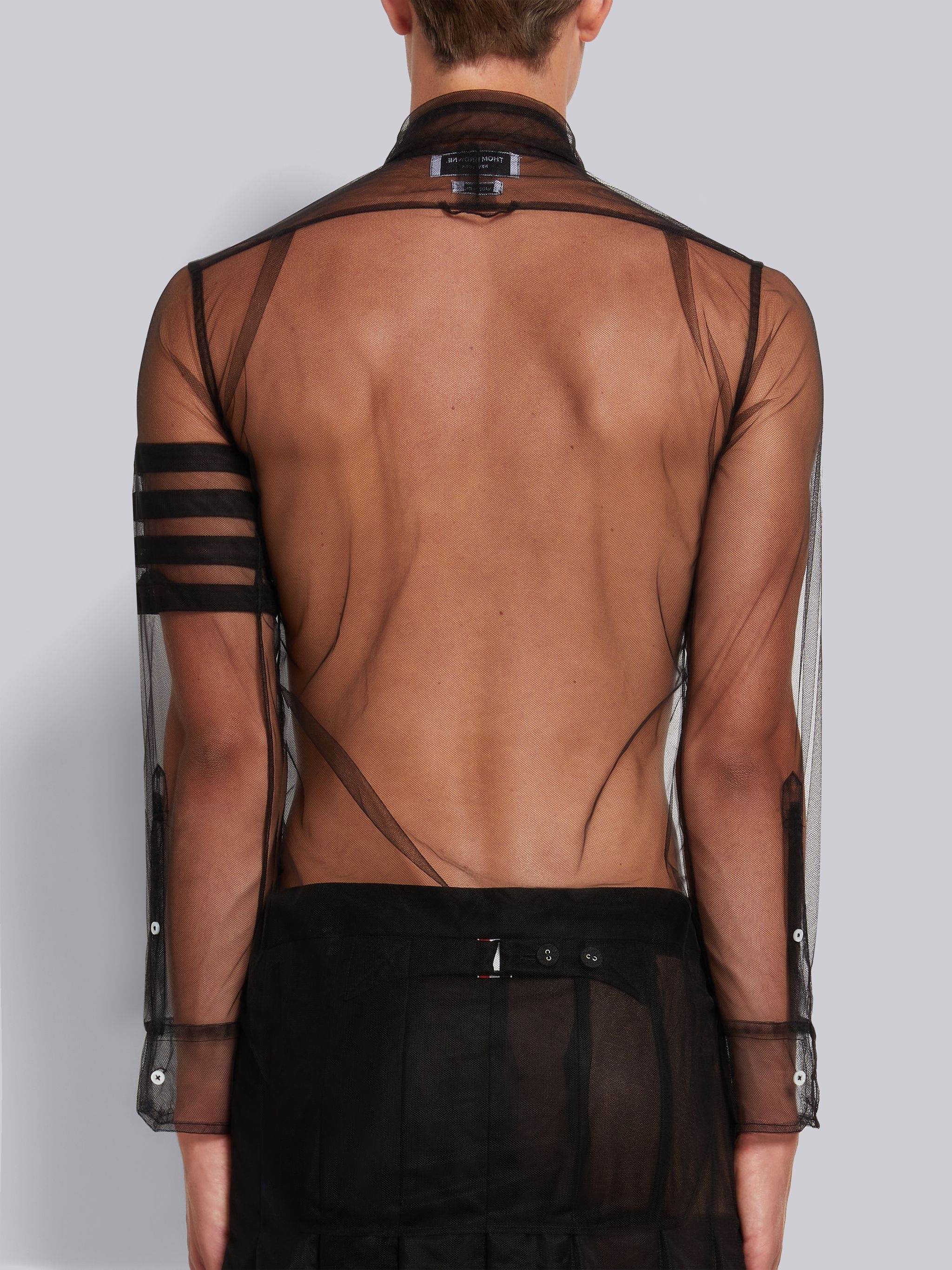 Black Soft Tulle 4-Bar Classic Fit Shirt - 4