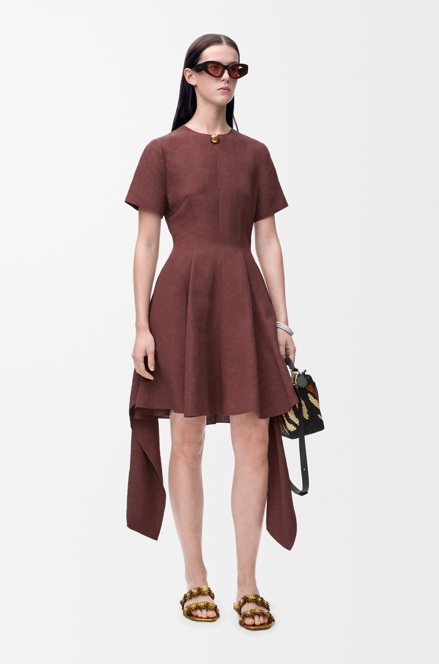 Pebble dress in viscose and linen - 3