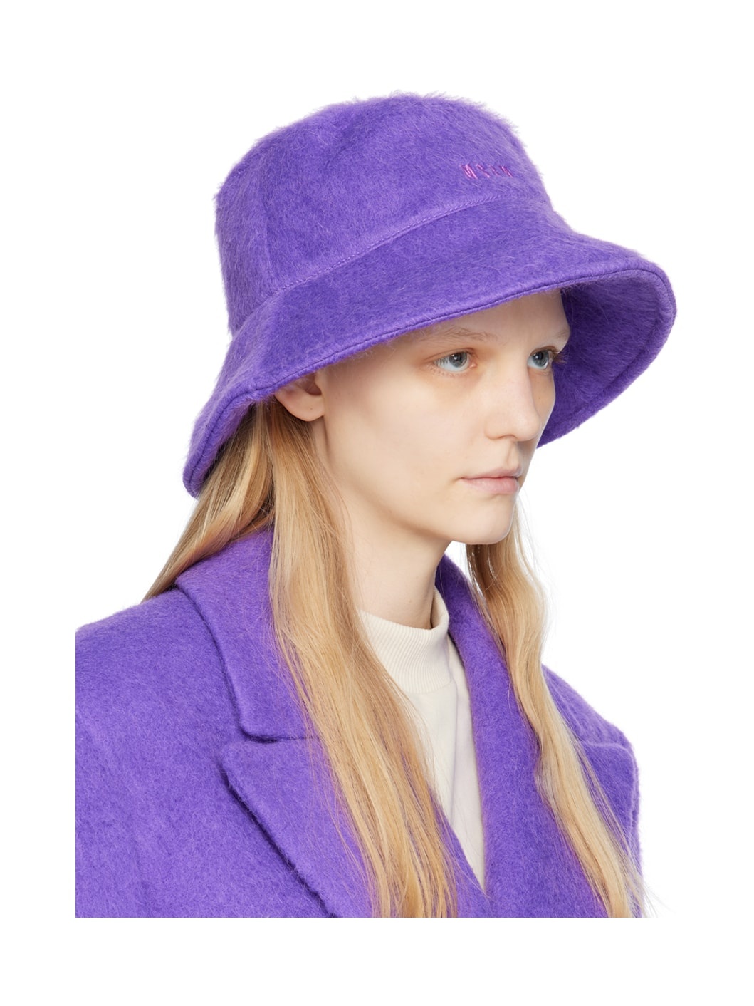 Purple Shag Knit Bucket Hat - 2