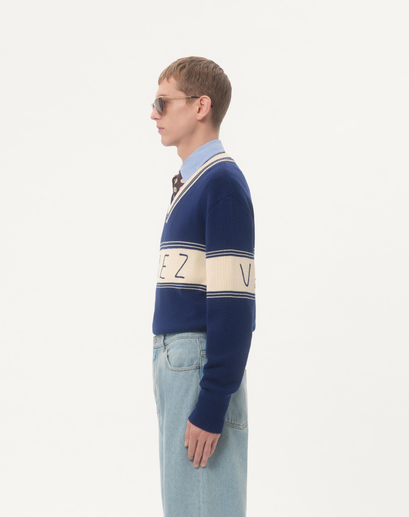 WOOL AND COTTON SWEATER WITH CHEZ VALENTINO JACQUARD PATTERN 6