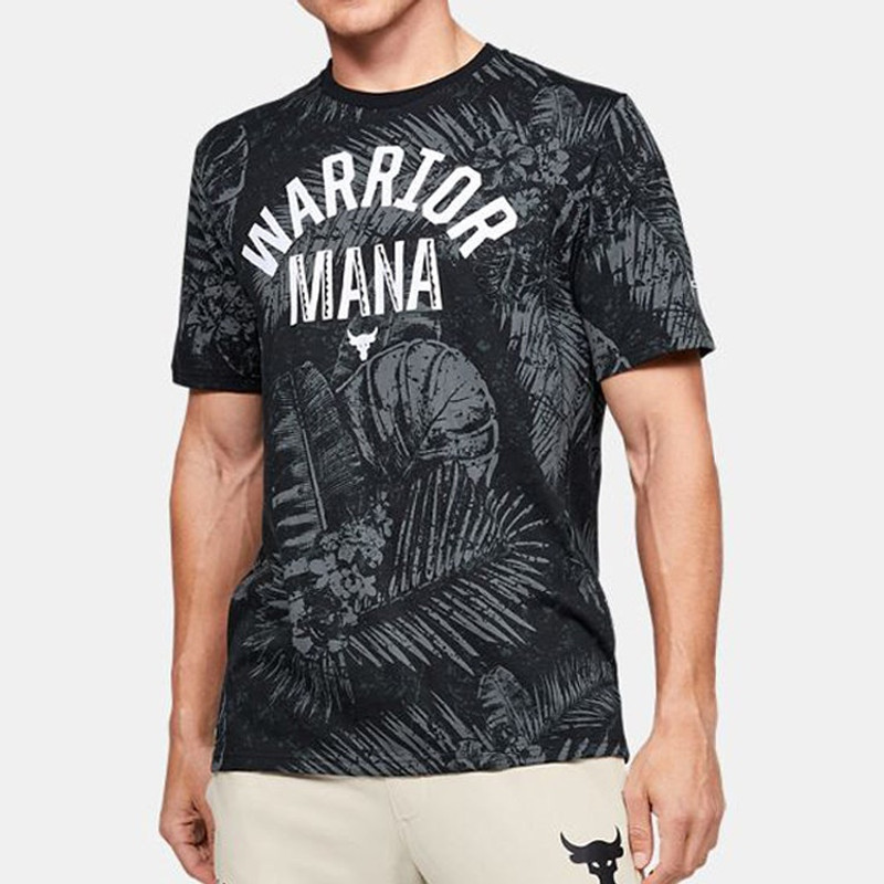 Under Armour Men's Under Armour Project Rock Aloha Camo Alphabet Pattern Printing Sports Short Sleeve Black 13515 outlook