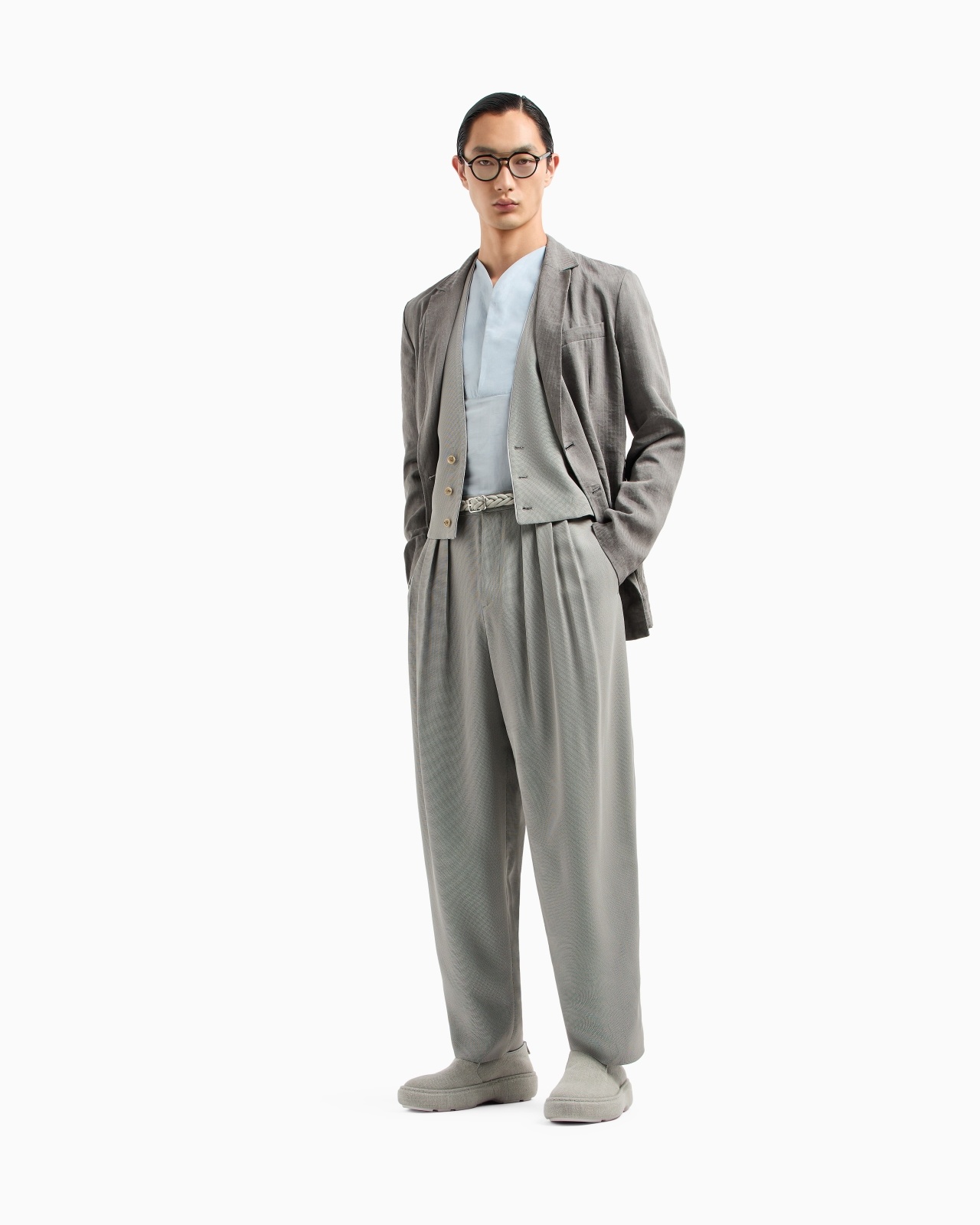 LINEN AND VISCOSE DOUBLE-BREASTED JACKET - 2